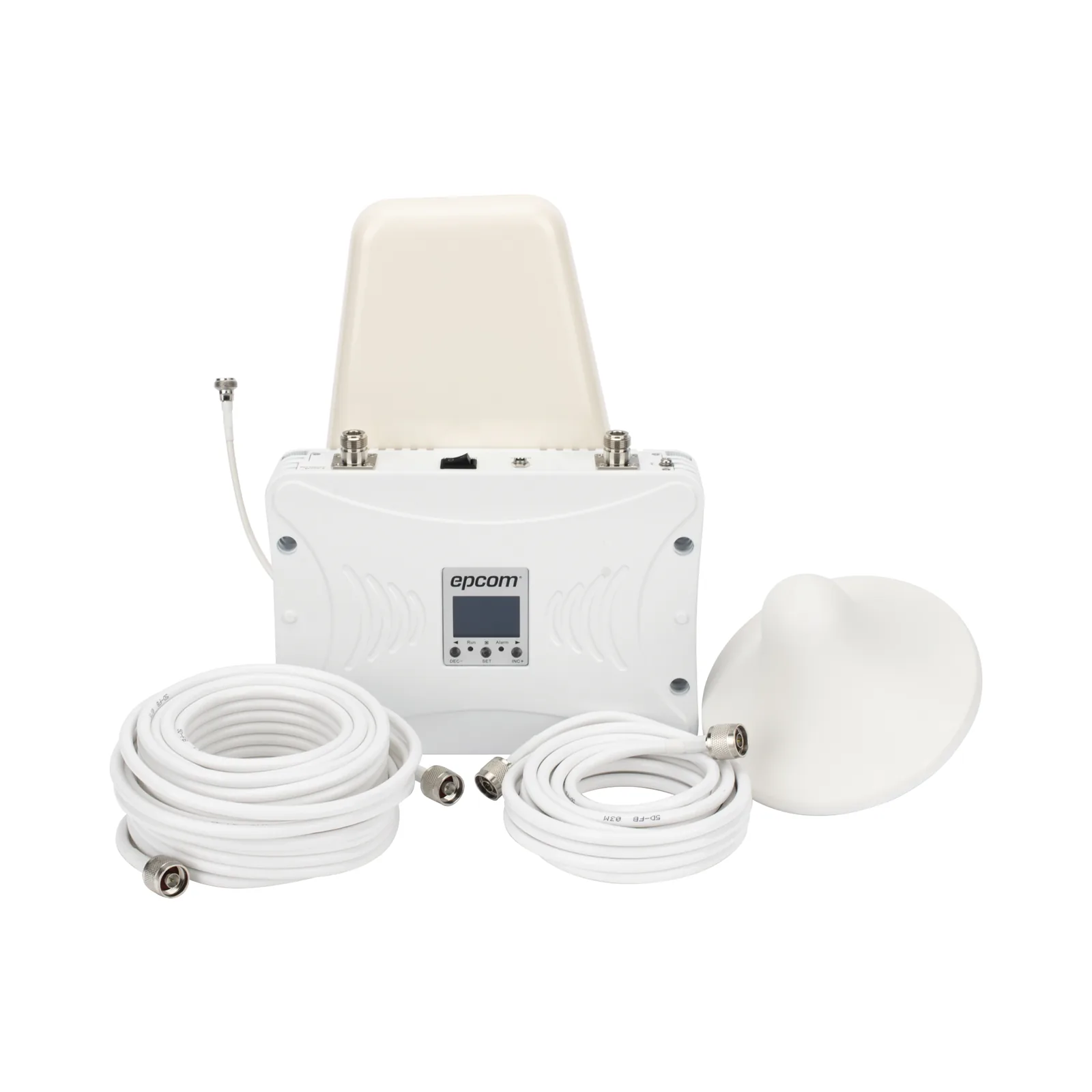 Kit Amplificador de Señal Celular 2G, 3G y 4G / Mejora llamadas convencionales y VoLTE / Amplifica señal de TELCEL, AT&T y MOVISTAR / Cubre hasta 300 m² con una antena y hasta 900 m² con 3 antenas.