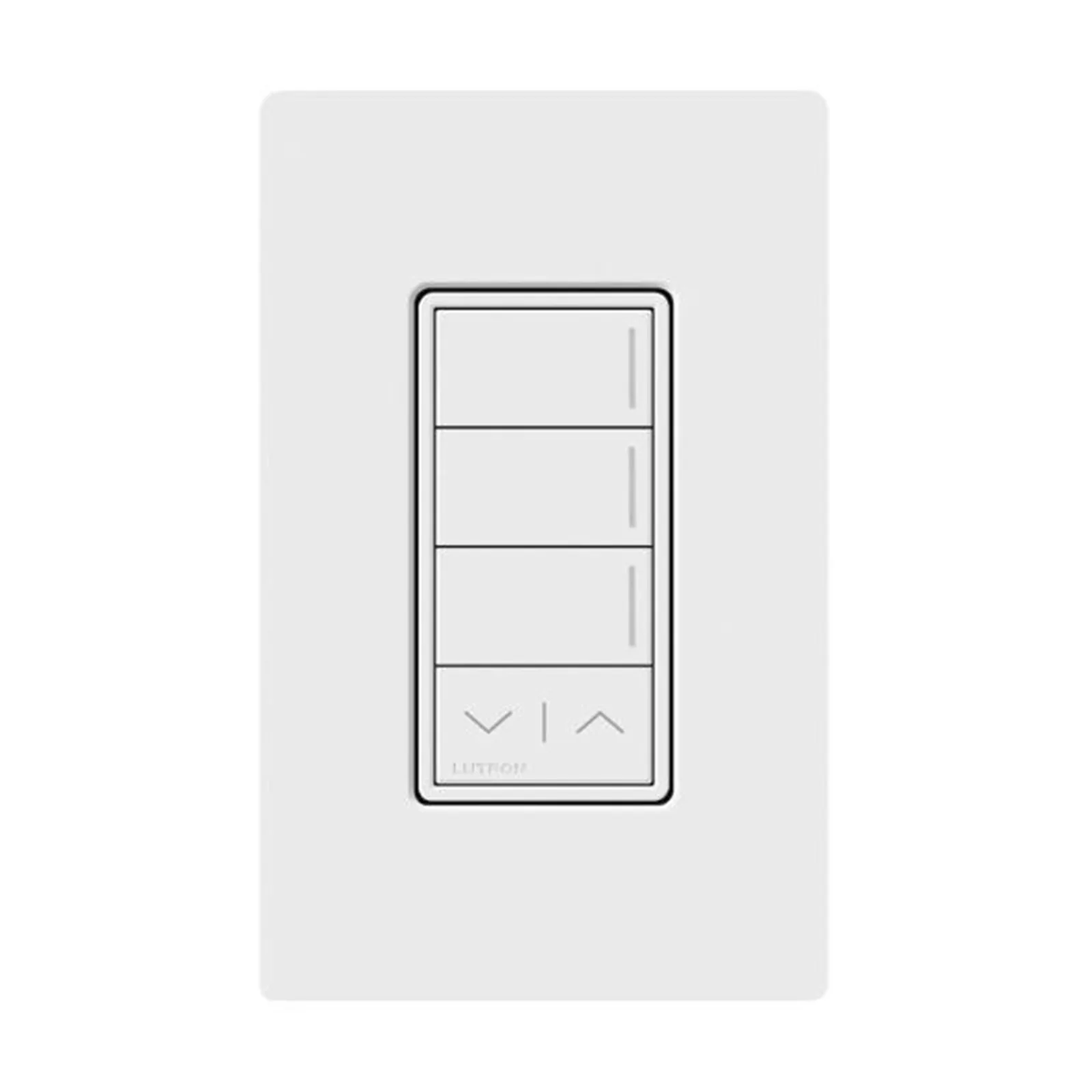 Teclado de escenas Sunnata de 3 botones con funciones de subir y bajar, comunicación inalámbrica Clear Connect, 120-277 V, blanco brillante, para sistema RadioRA 3