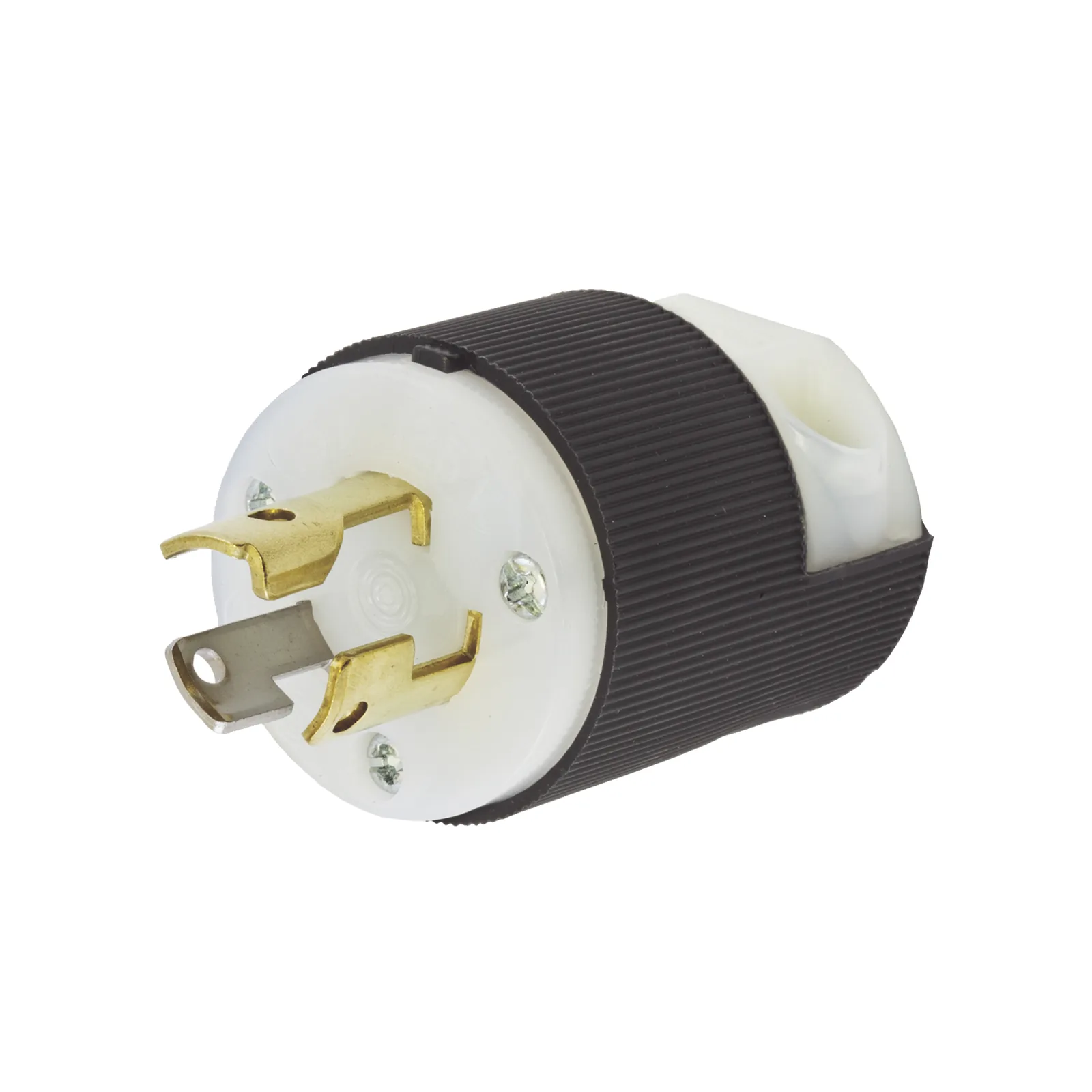 Clavija Industrial con Bloqueo de Media Vuelta / 15 A 125 V CA / 2 Polos 3 Hilos / Color Blanco y Negro / Nema L5-15P.
