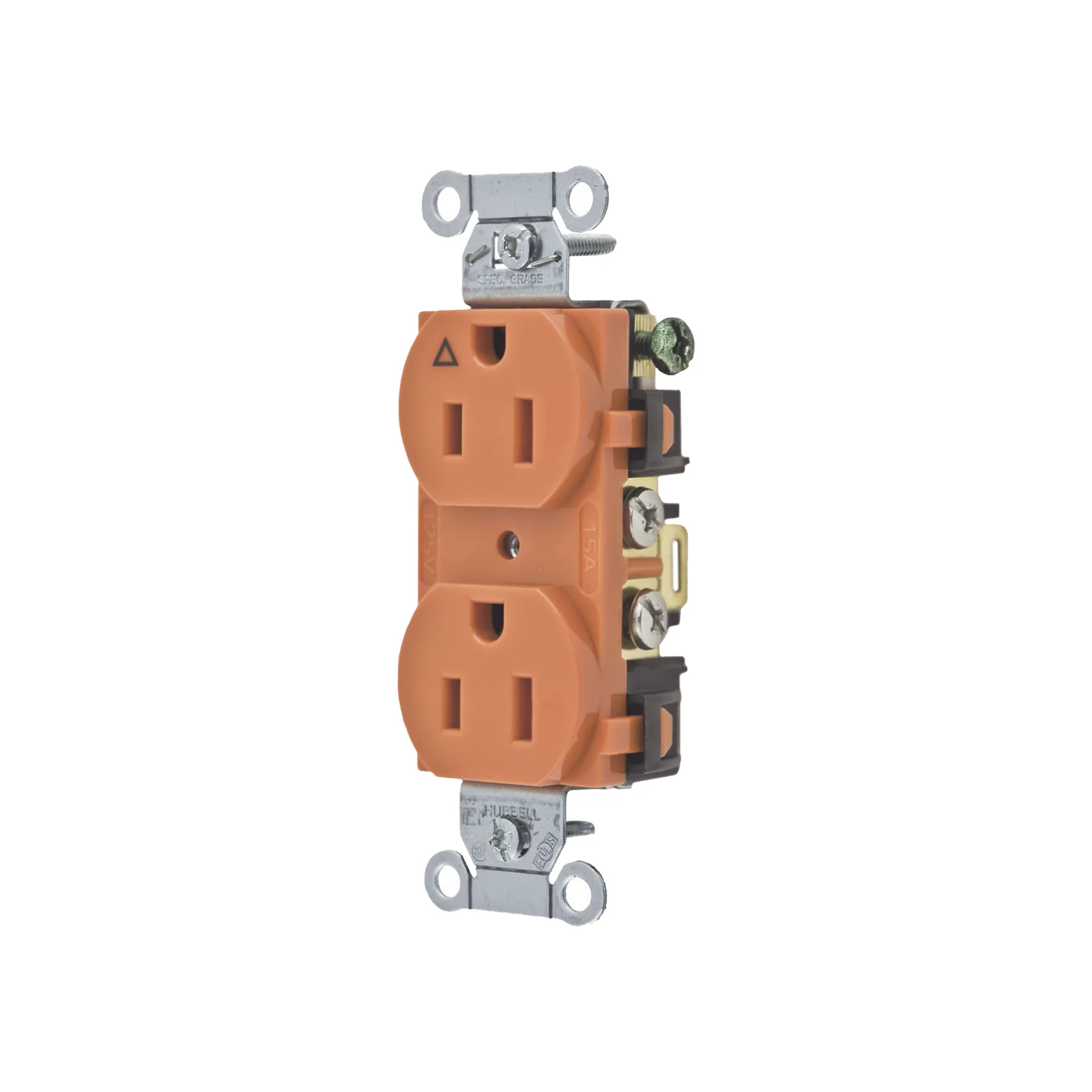 Contacto Dúplex Conexión a Tierra Aislada/ 15A 125V/ 2 polos 3 Hilos/ Nema 5-15R /Grado Comercial/ Color Naranja.