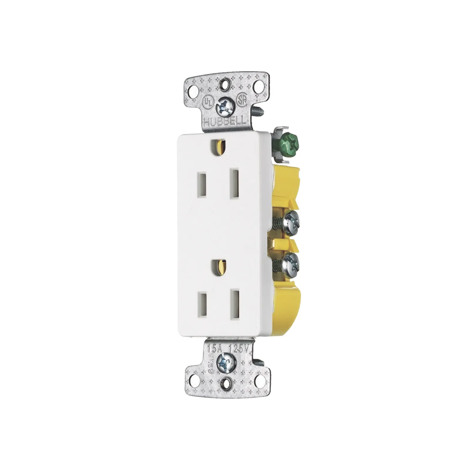 Contacto Duplex Decorador 15A 125V, 2 Polos, 3 Hilos, Color Blanco (Nema5-15R).
