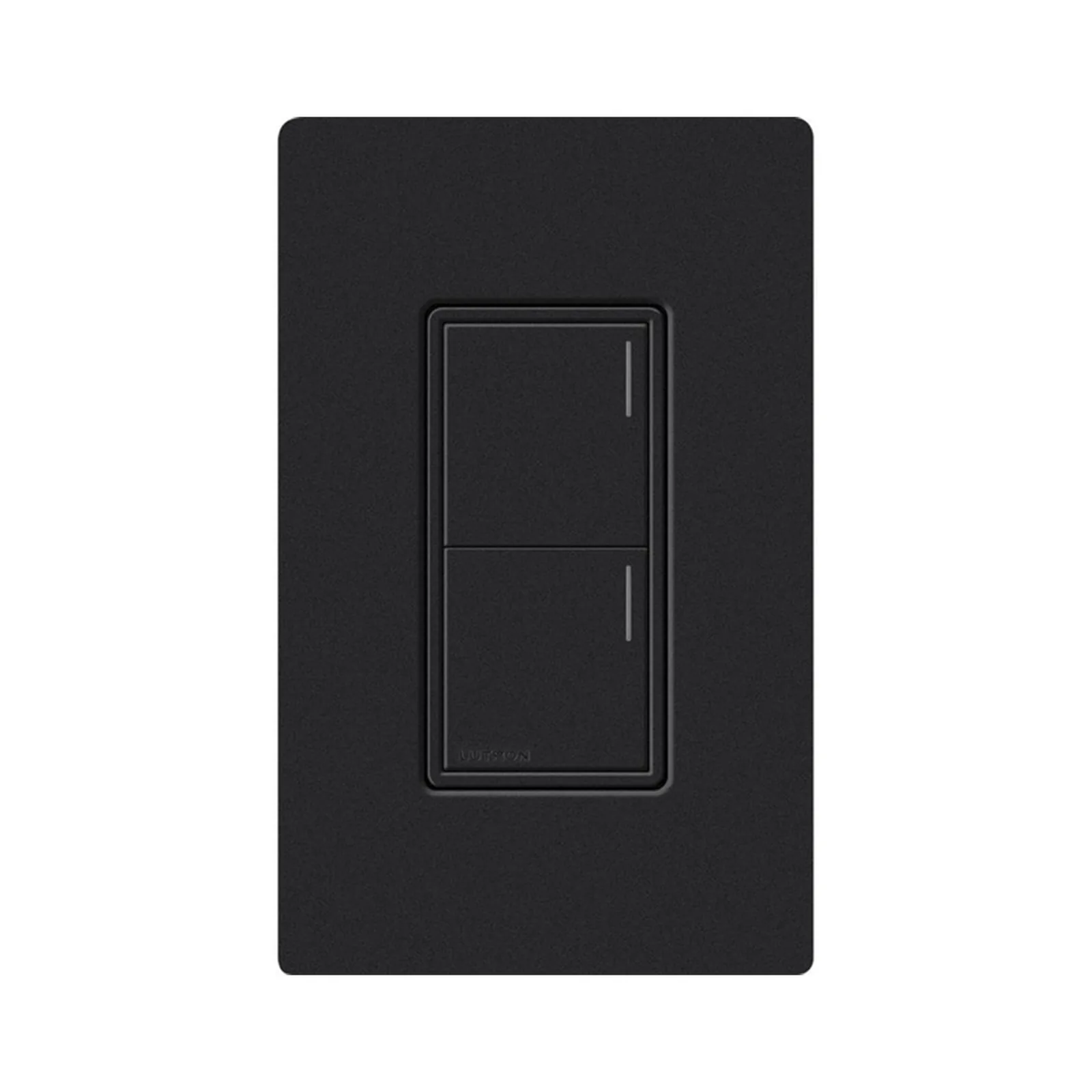 Teclado de pared Sunnata de 2 botones para escenas de luces, persianas y ventiladores, con barra luminosa ajustable, acabado satinado color medianoche, para el sistema RadioRA 3