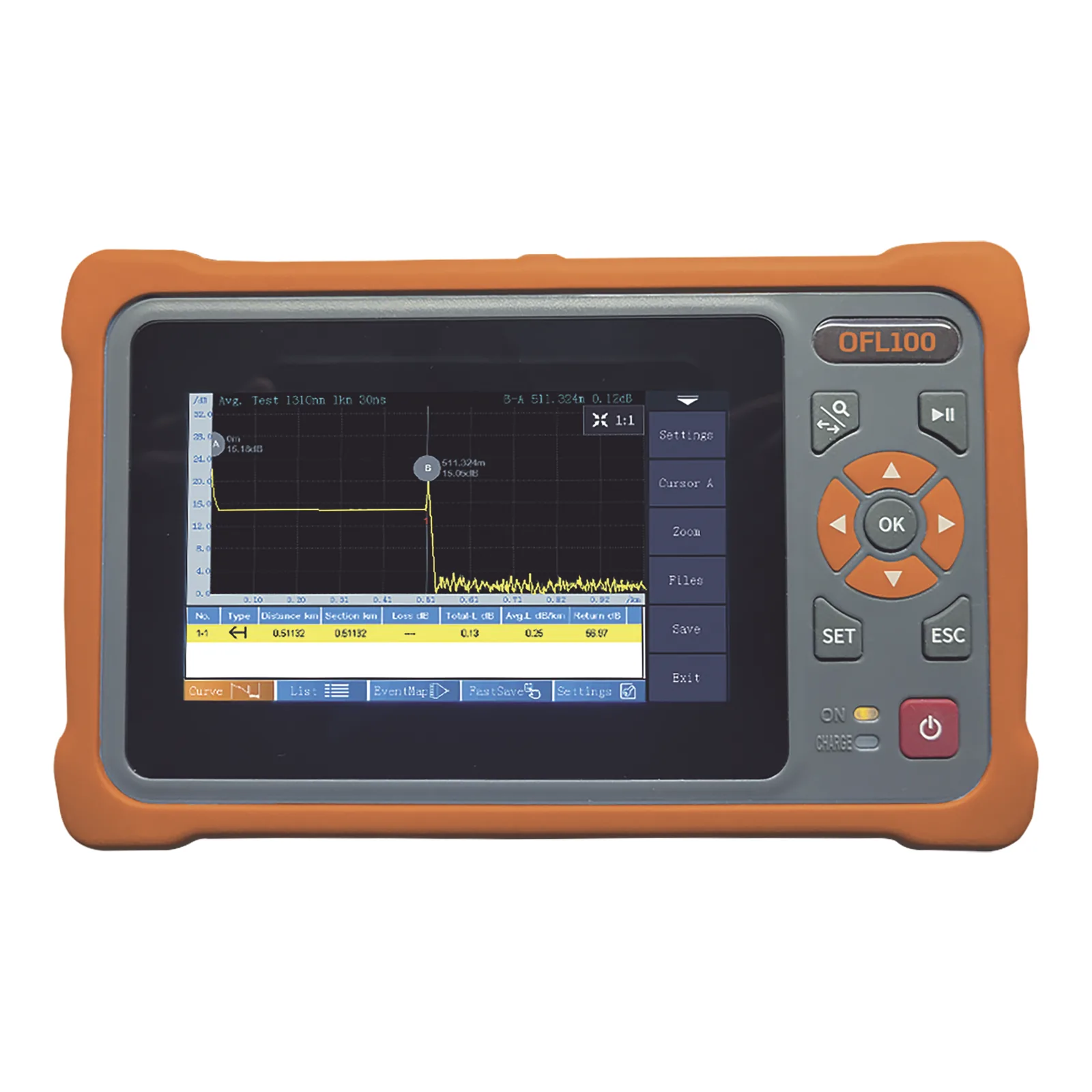 OTDR Monomodo para Pruebas en Enlaces de Fibra Óptica, Longitudes de Onda 1310 y 1550 nm, Entrada SC/APC