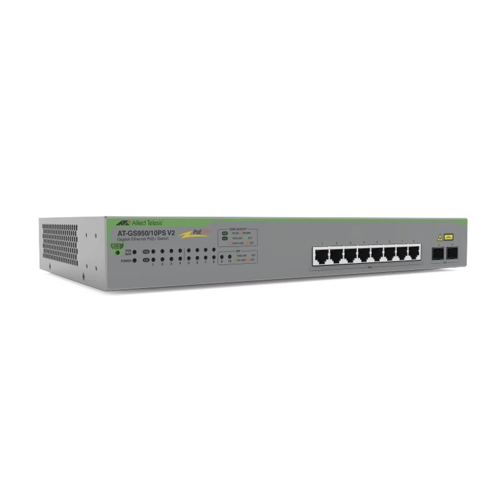 Switch PoE+ Gigabit WebSmart de 10 puertos 10/100/1000 Mbps (2 x Combo) + 2 puertos gigabit SFP (Combo), 75 W