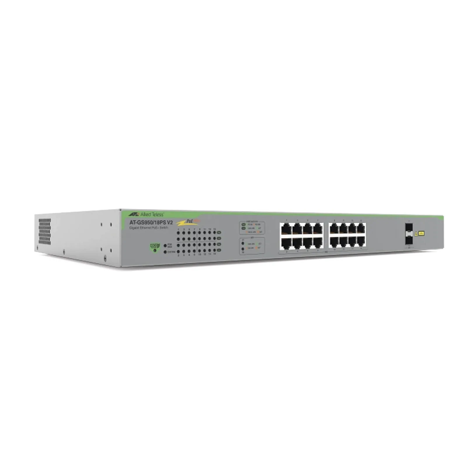 Switch PoE+ Gigabit WebSmart de 16 puertos 10/100/1000 Mbps (2 x Combo) + 2 puertos gigabit SFP (Combo), 185 W