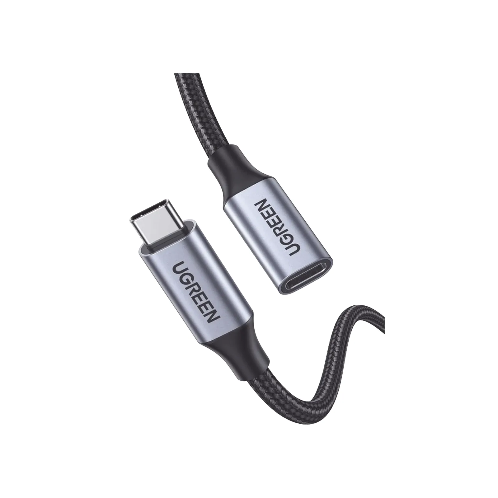 Cable USB-C Macho a USB-C Hembra | 1metro | USB-C 3.1 Gen 2 | Compatible con Thunderbolt 3 | Carcasa de Aluminio | Nylon Trenzado | Transferencia de Datos 10 Gbps | Soporta hasta 100W para Carga Rápida.