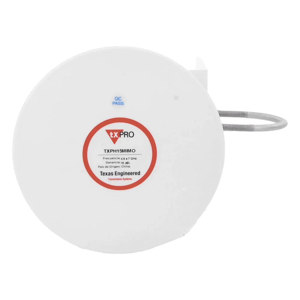 Antena Tipo Horn de 45 °, 15 dBi, 4.9 - 7GHz, Ideal para ambientes de alto ruido, Tipo de conector RPSMA, con montaje y jumpers incluidos