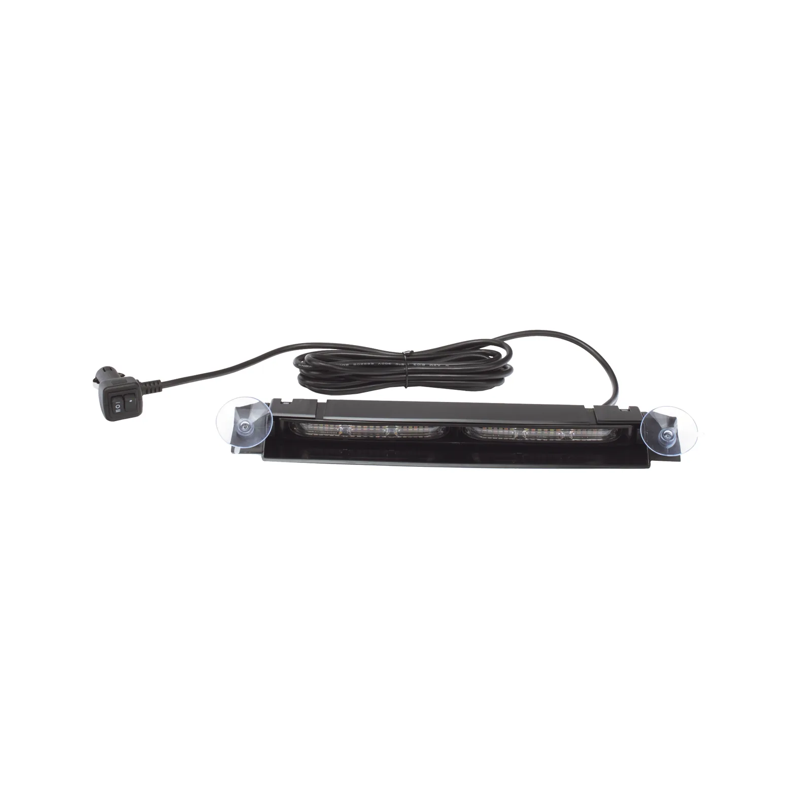 Luz de Visera, 12-24 Vcc con enchufe vehicular, doble cabezal, dual color, ámbar/blanco