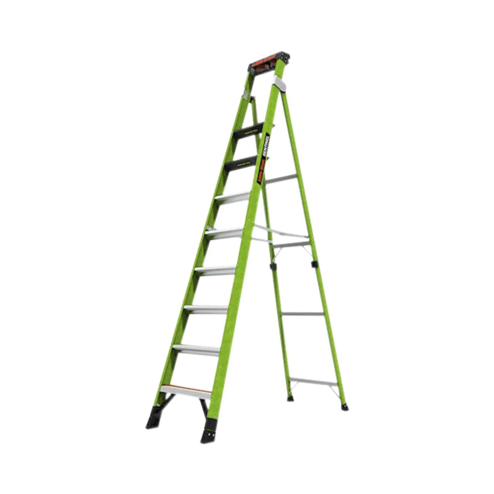 Escalera de 3.05 m Capacidad máxima de 170 Kg, inclinada, de fibra de vidrio con almohadilla de pared giratoria.