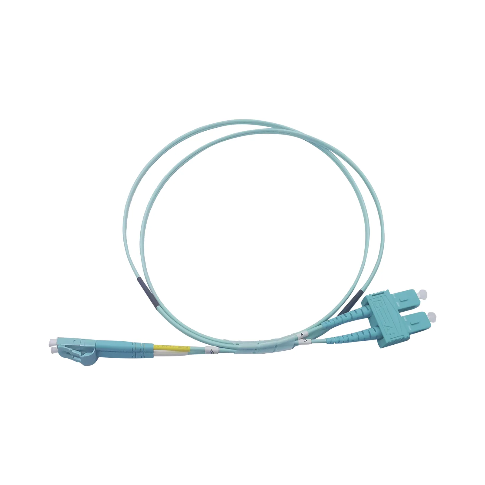 Jumper de Fibra Óptica Multimodo OM3 50/125 LC-SC OFNR (Riser), 2.0 mm, Dúplex, Aqua, 3 metros (9.84 pies)