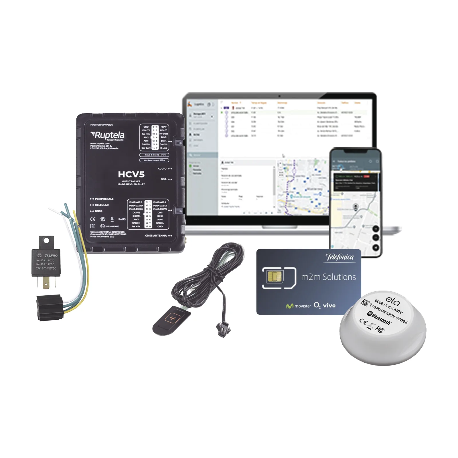 Kit de Localizador 4G LTE / 1 MICSIM25GPS y datos 1 año + 1 BLUEPUCKRHT + 1 EPCOMGPSMENSUAL + RELAY + Botón SOS