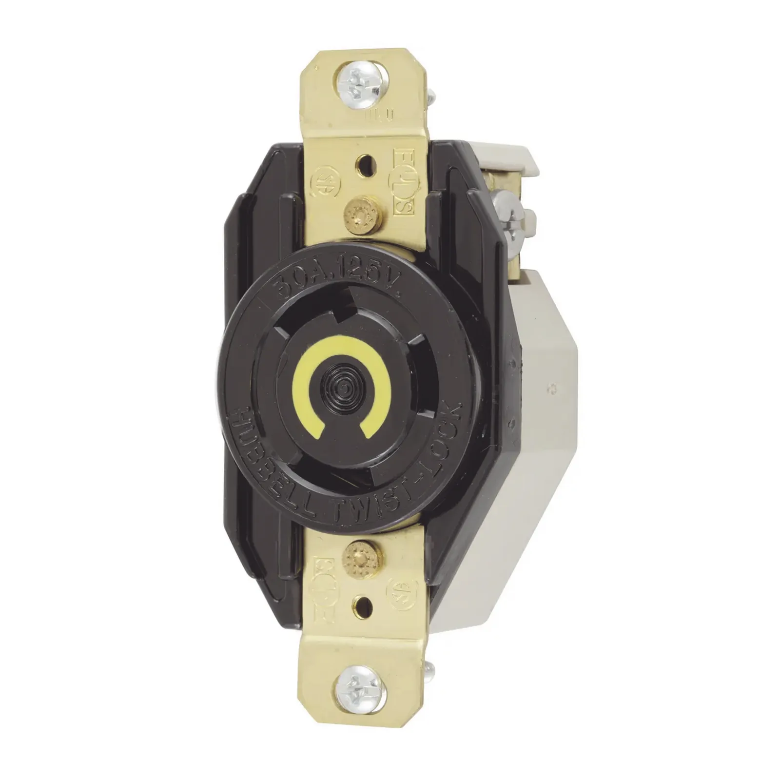 Receptáculo de Media Vuelta Industrial 30 A 125 V CA 2 Polos 3 Hilos (Nema L5-30R) Color Negro