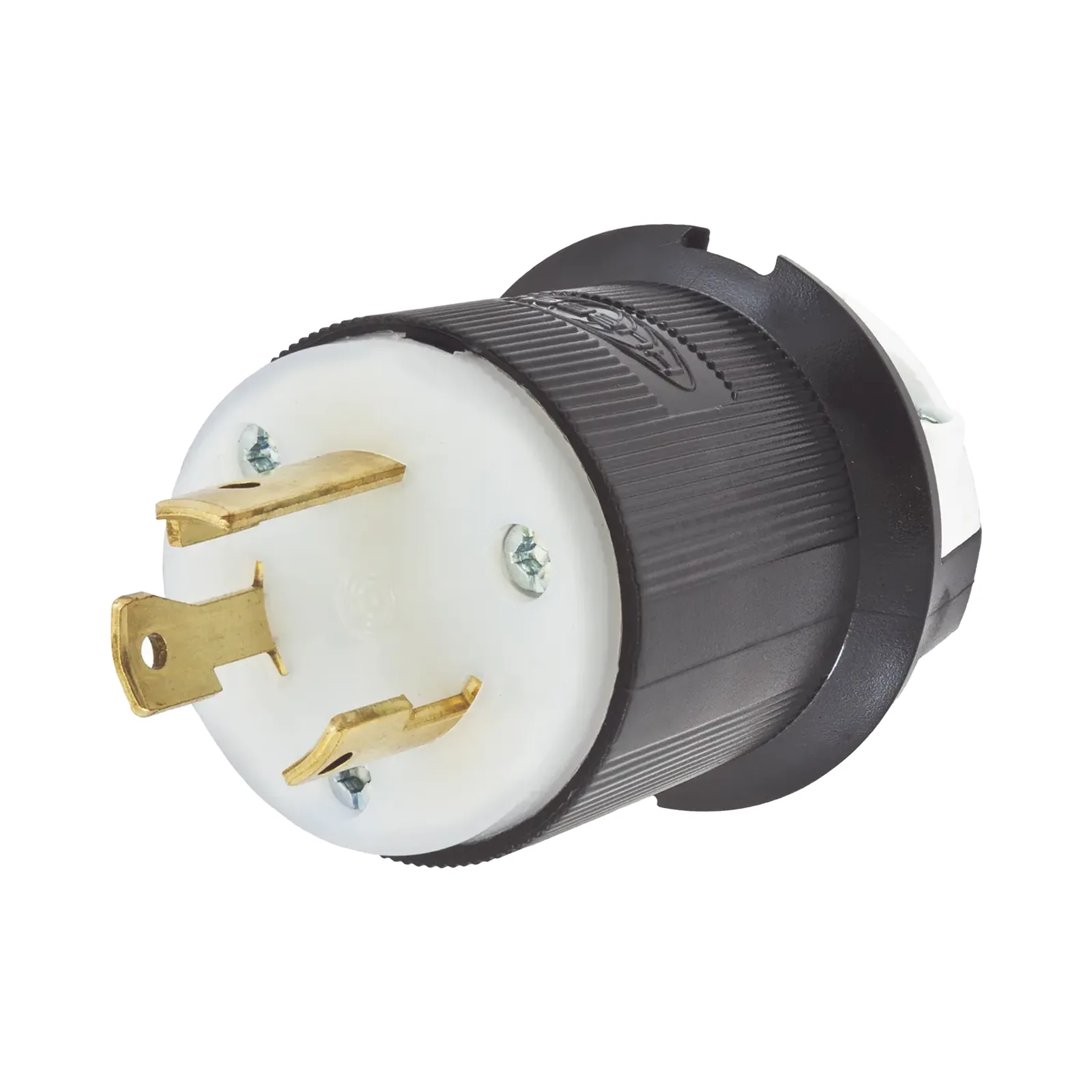 Clavija Industrial con Bloqueo de Media Vuelta / 30 A 125 V CA / 2 Polos 3 Hilos / Color Blanco y Negro / Nema L5-30P.