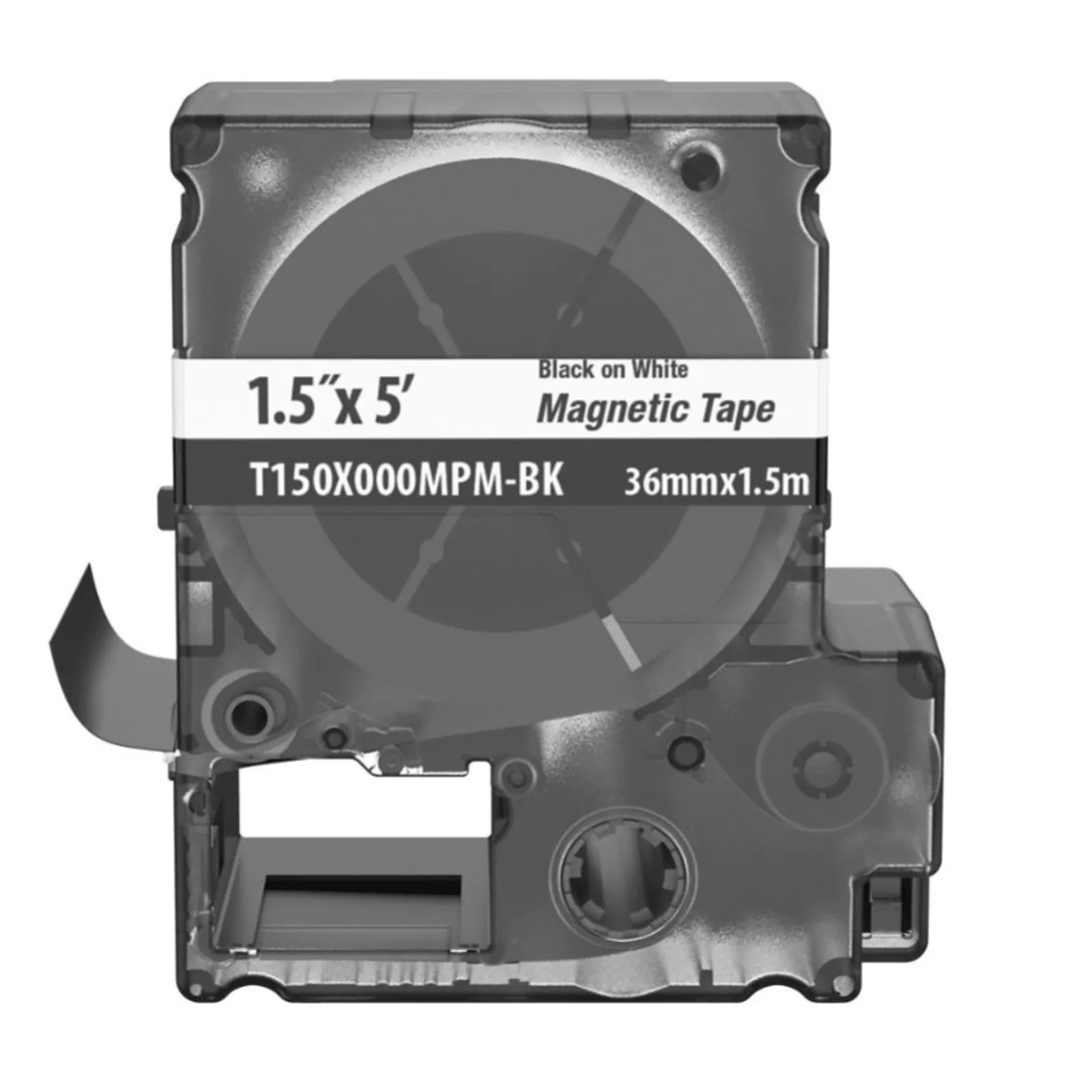 Casete de Etiquetas Magnéticas de Cinta Continua, Color Blanco Sobre Negro, Uso Interior, 36 mm (1.42 pulgadas) de Ancho x 1.5 Metros (4.92 pies) de Largo