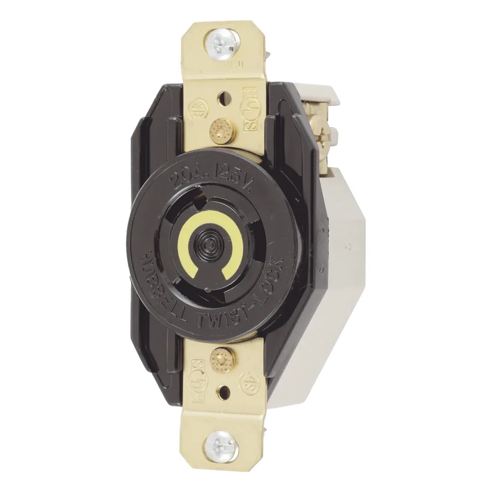 Receptáculo de Media Vuelta Industrial para Empotrar de 20 A 125 V CA 2 Polos 3 Hilos (NEMA L5-20R)