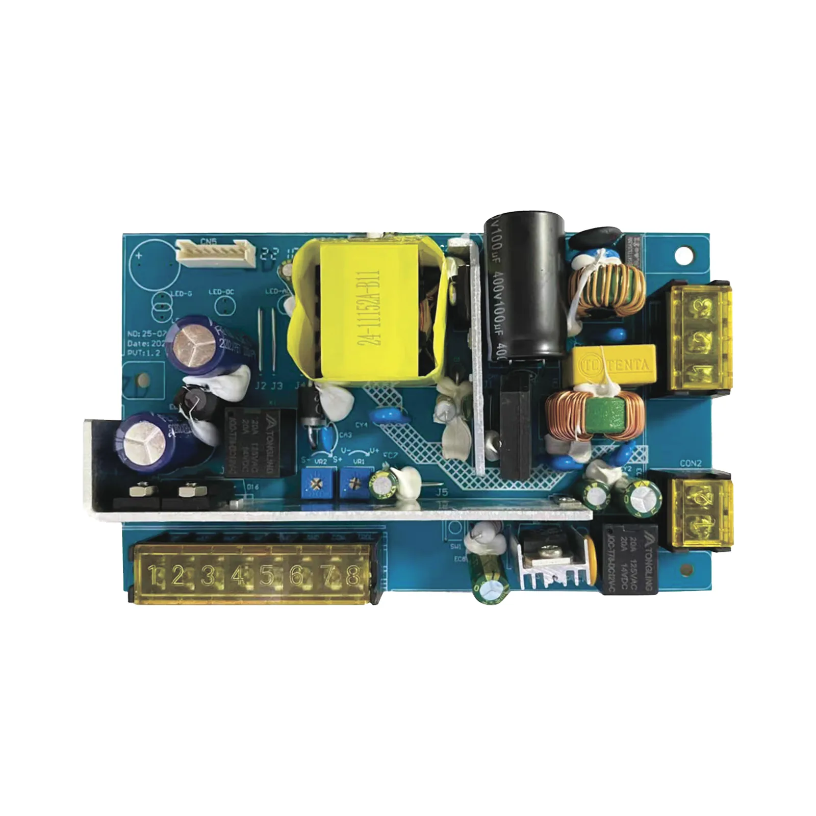 Tablilla de Fuente de alimentación de 1 salida 11-15 Vcc 5 A / Compatible con batería de respaldo y temporizador integrado / Voltaje de entrada 96-264 Vca