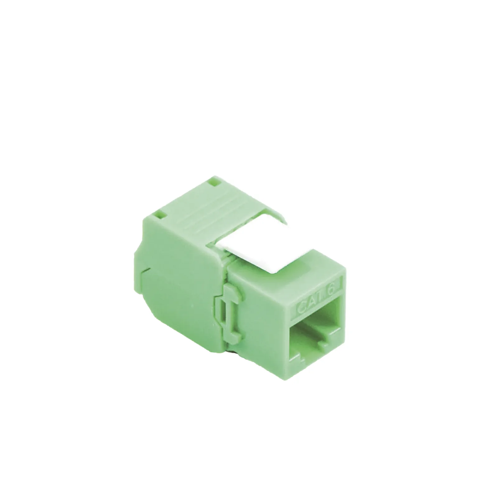 Módulo Jack Keystone Cat5e (Toolless), con Terminación en Ángulo 180 - Color Verde, Compatible con Faceplate y Patchpanel Linkedpro