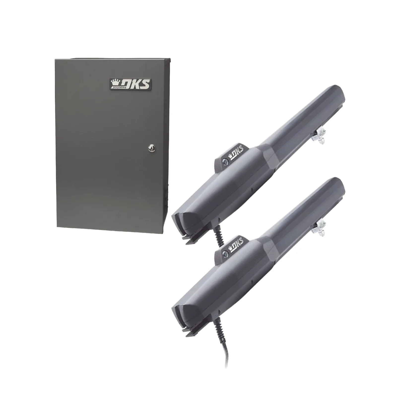 Kit de Operadores Abatibles 6006 de Doorking / Para Puertas de Hasta 5.5 Metros / Soporta Respaldo de Baterias