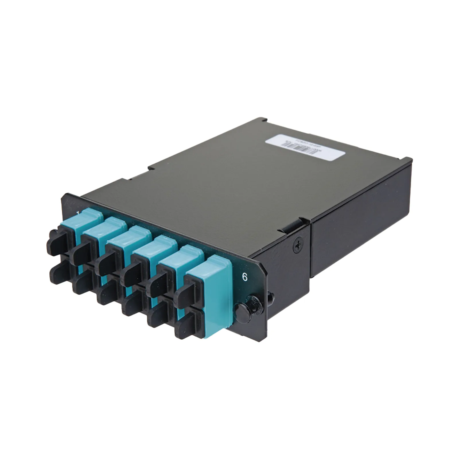 Placa Acopladora de Fibra Óptica FAP, Con 12 Pigtails y 6 Conectores SC Duplex (12 Fibras), Para Fibra Multimodo OM3/OM4, Color Aqua