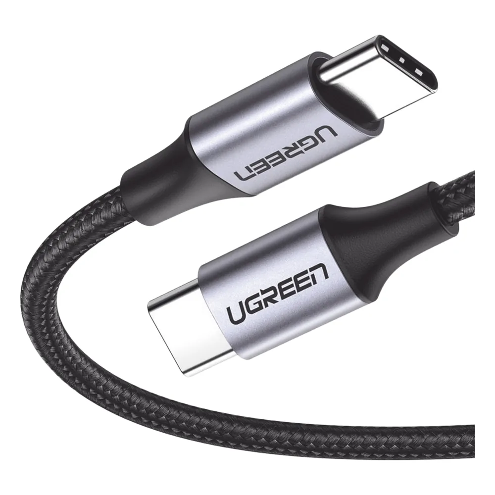 Cable USB-C a USB-C | 1 Metro (3.28 Pies) | Transferencia de Datos de 480 Mbps | Carga Rápida de Hasta 60W | QC 4.0/3.0/2.0 | PD3.0 | FPC | AFC | Protección Integrada | Caja de Aluminio | Nylon Trenzado | Color Negro