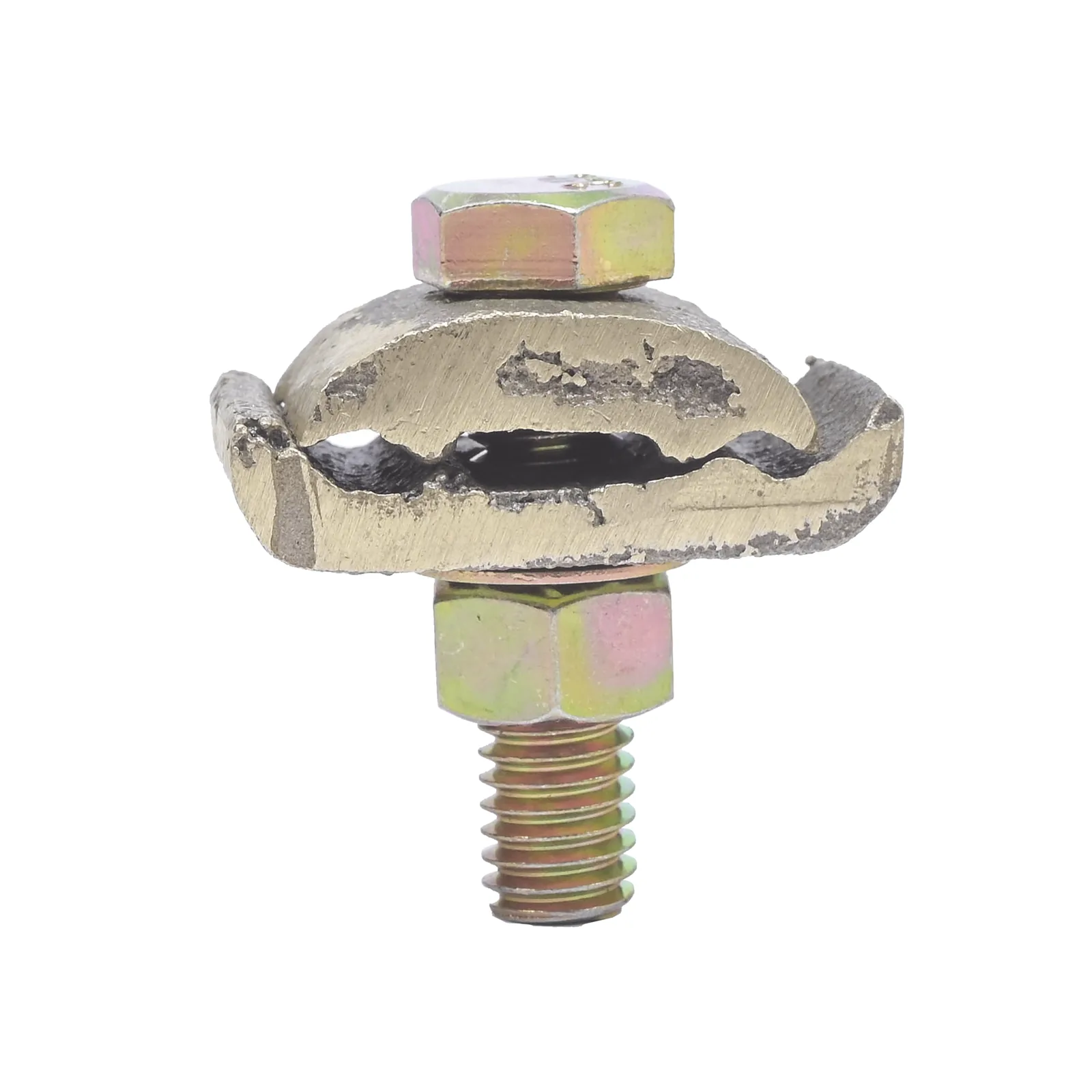 Conector 2 Cables a Superficie Plana / Bronce 100% / Cable 4-2/0 AWG / Sin Soldadura / 2.5x4x3 cm (1x1.6x1.2 in)