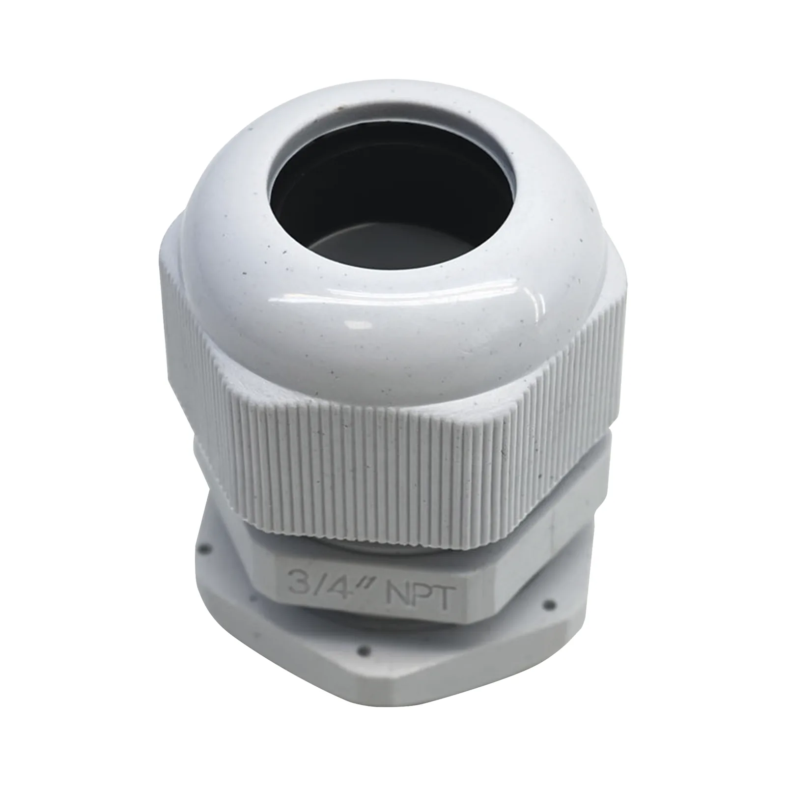 Conector Plástico Blanco Tipo Glándula para Rosca NPT 3/4"