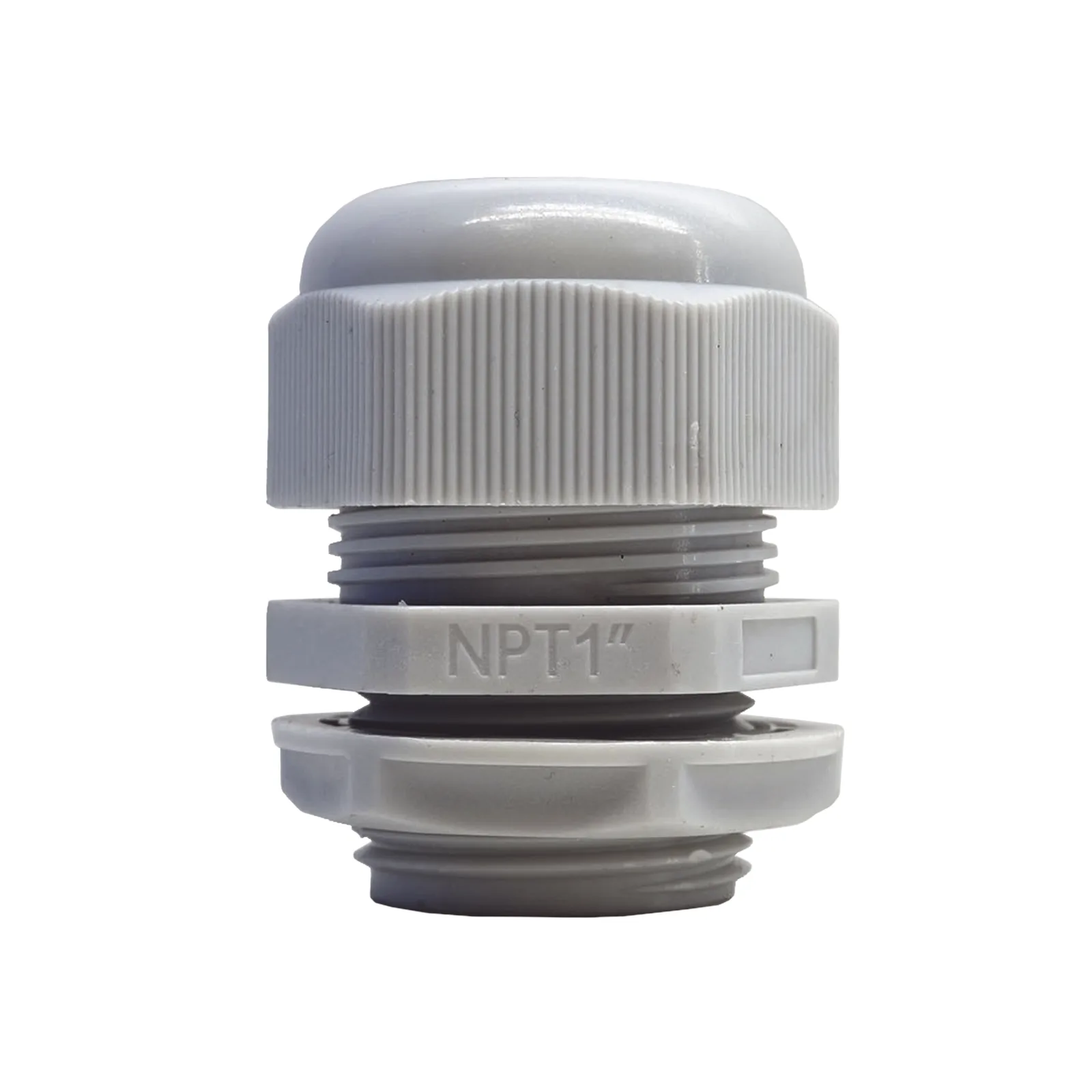 Conector Plástico Blanco Tipo Glándula para Rosca NPT 1"