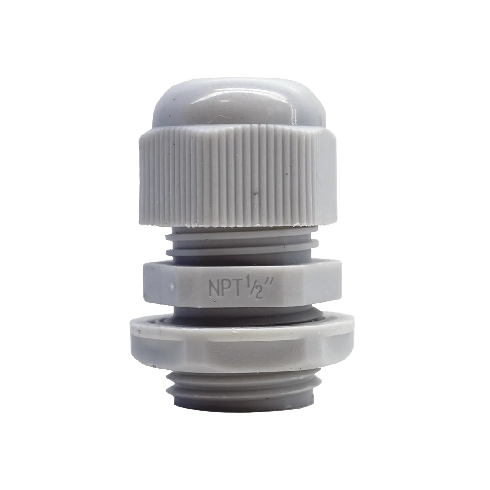 Conector Plástico Blanco Tipo Glándula para Rosca NPT 1/2"