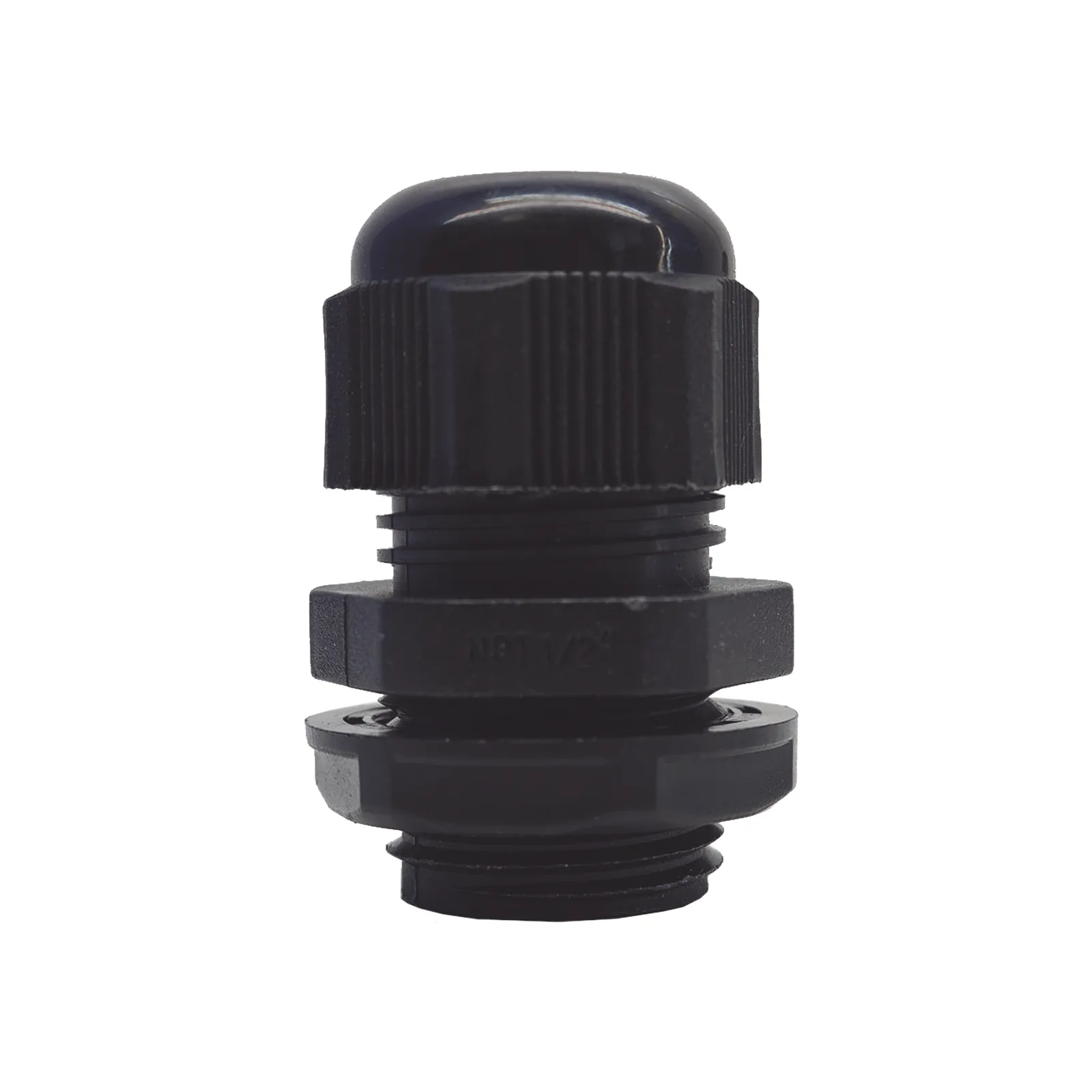 Conector Plástico Negro Tipo Glándula para Rosca NPT 1/2"