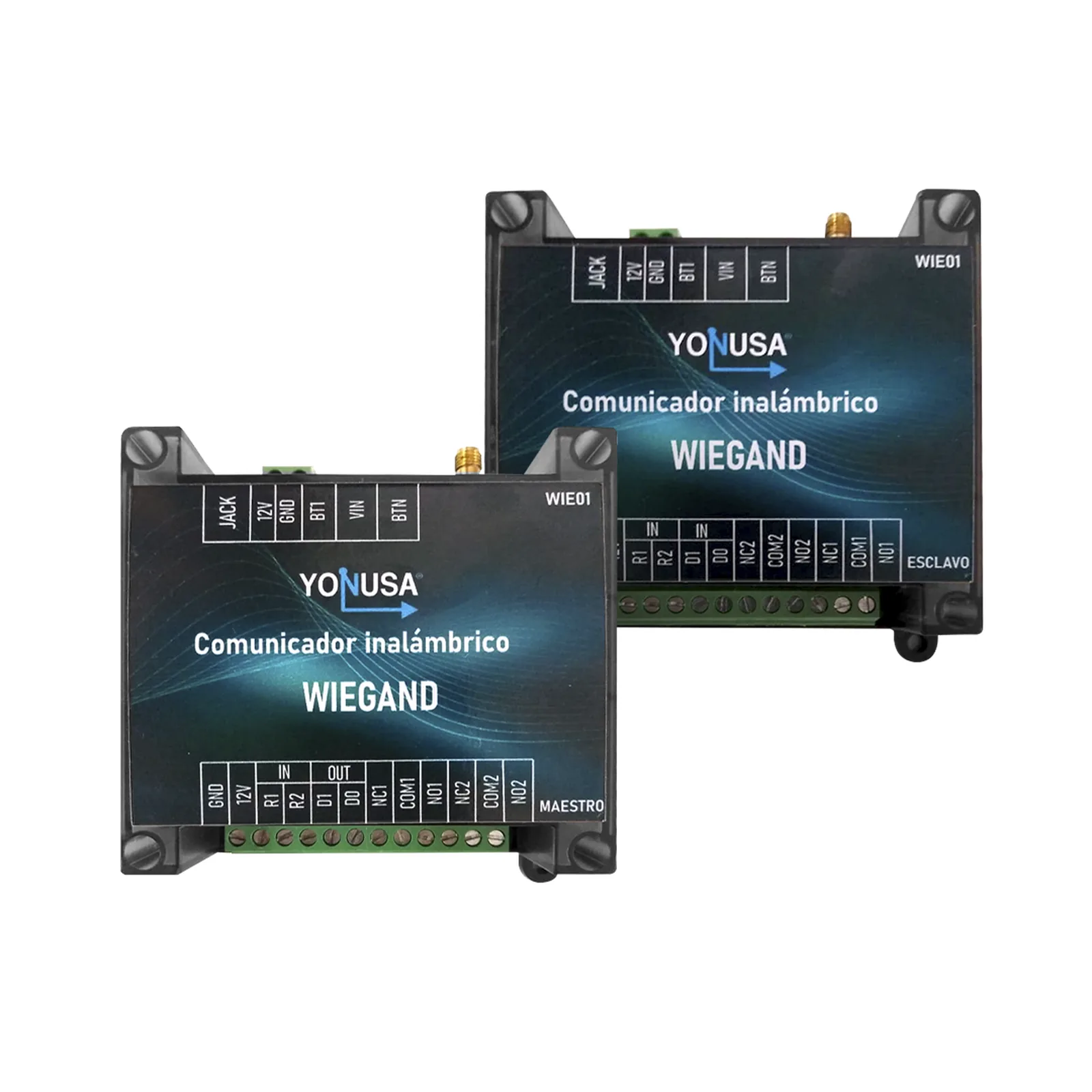 Convertidor de lectora para control de acceso (cableado a inalámbrico) / 1 Wiegand / 2 Relevadores / 2 Entradas / Hasta 1.6 KM de distancia