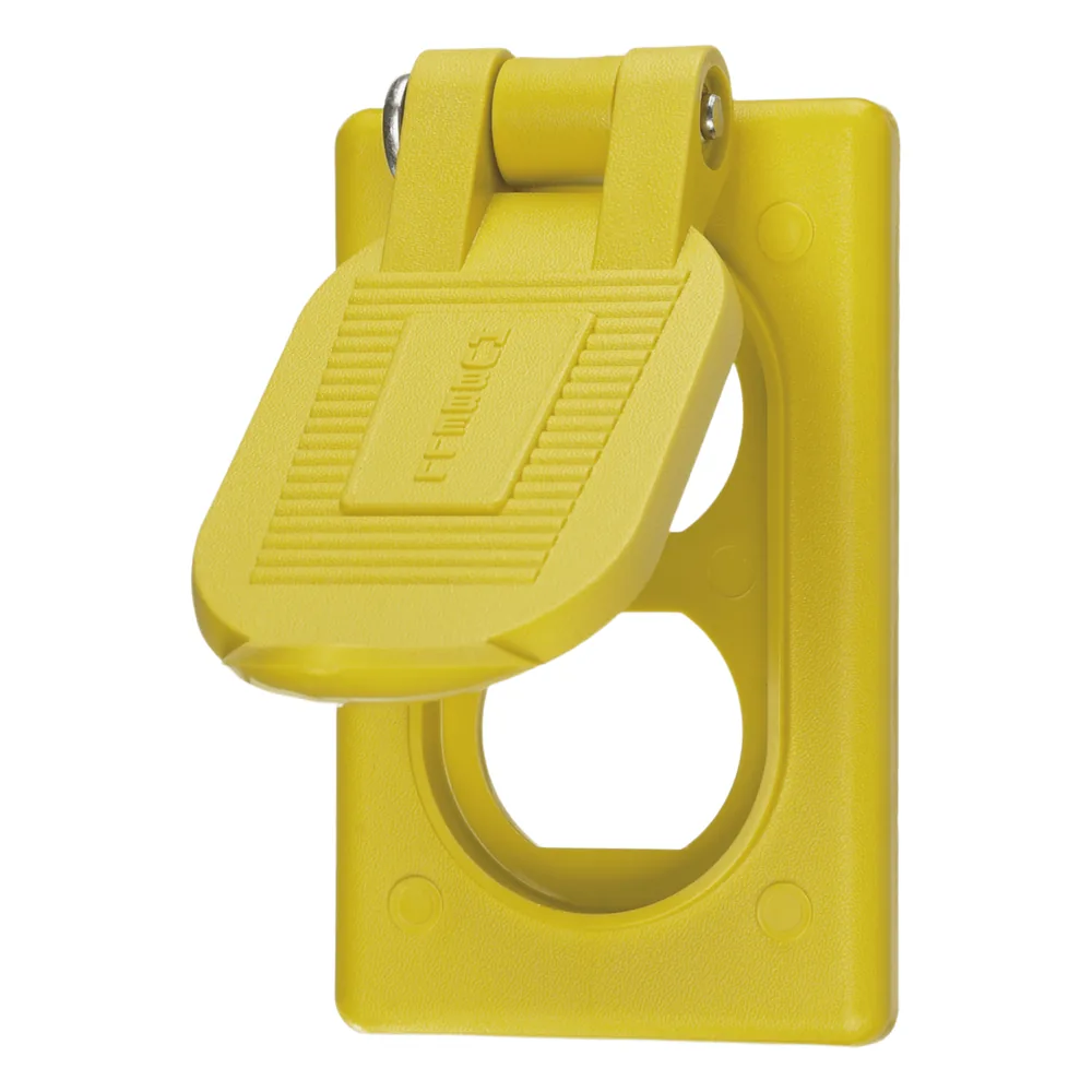 Tapa Resistente a Intemperie para Contacto Dúplex/ Color Amarillo/ Grado Marino.
