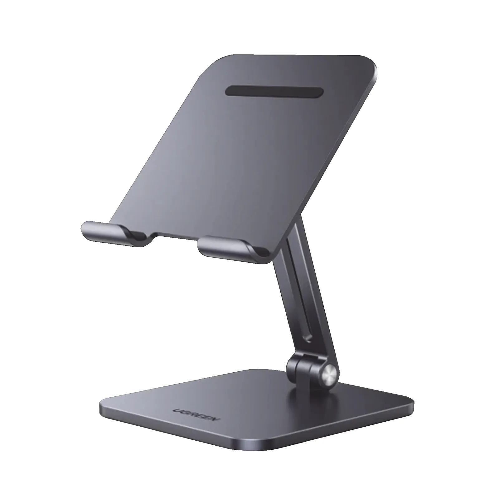 Soporte de Aluminio para IPad & Tablet | Plegable |Angulo Ajustable de 180° y 270° | Base Antideslizante | Protección de Silicona | Amplia Compatibilidad con dispositivos de 7.9'' a 12.9'' | Aluminio Solido | Color Gris