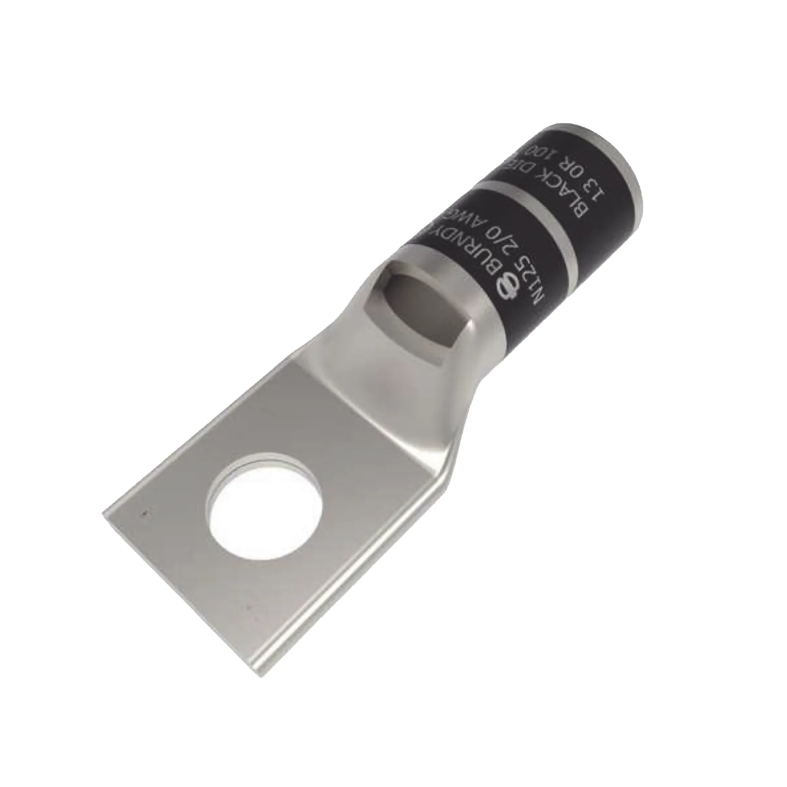 Zapata Terminal Tipo Compresión de Cobre Electrolítico Estañado de Barril Corto para Tornillo de 1/2" y Cable 2/0 AWG.