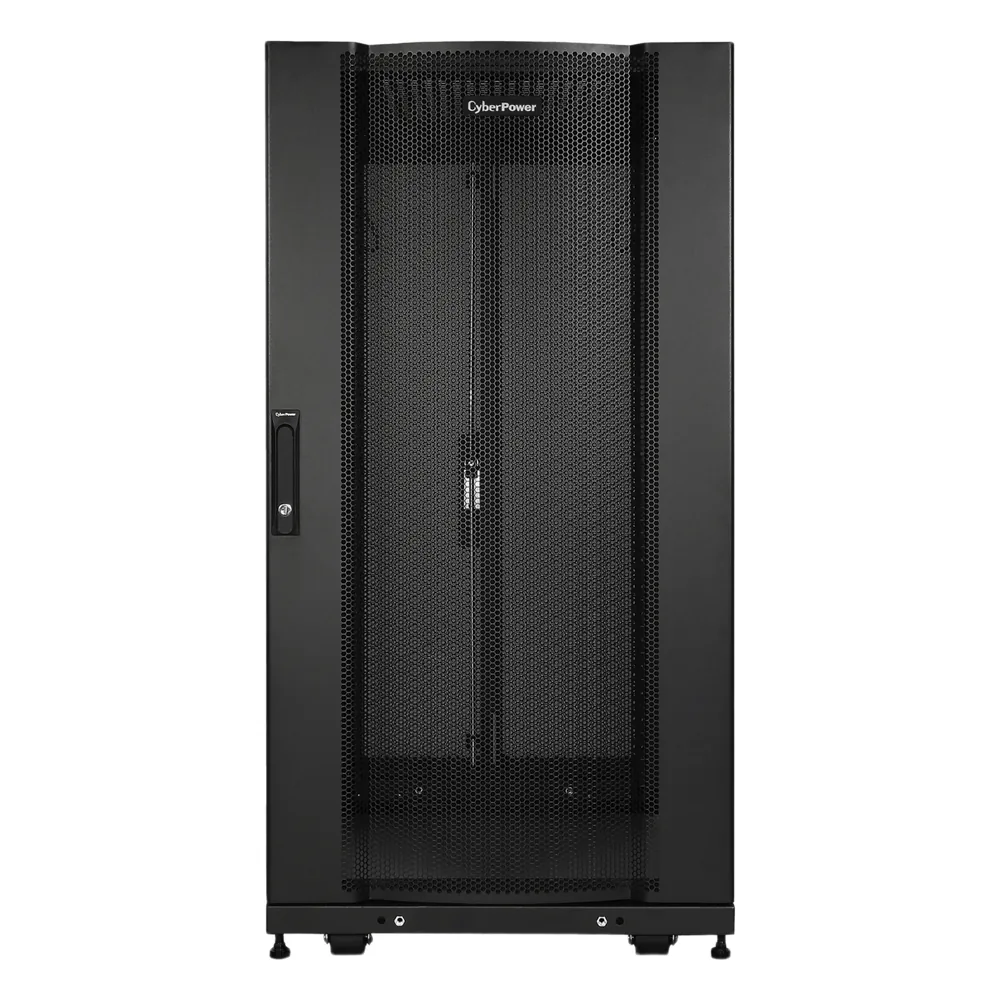 Gabinete Rack 24U / Montaje en Pared o Piso / Carga Estática 1,365 kg / Puerta Perforada Hexagonal / Rieles Ajustables / Negro