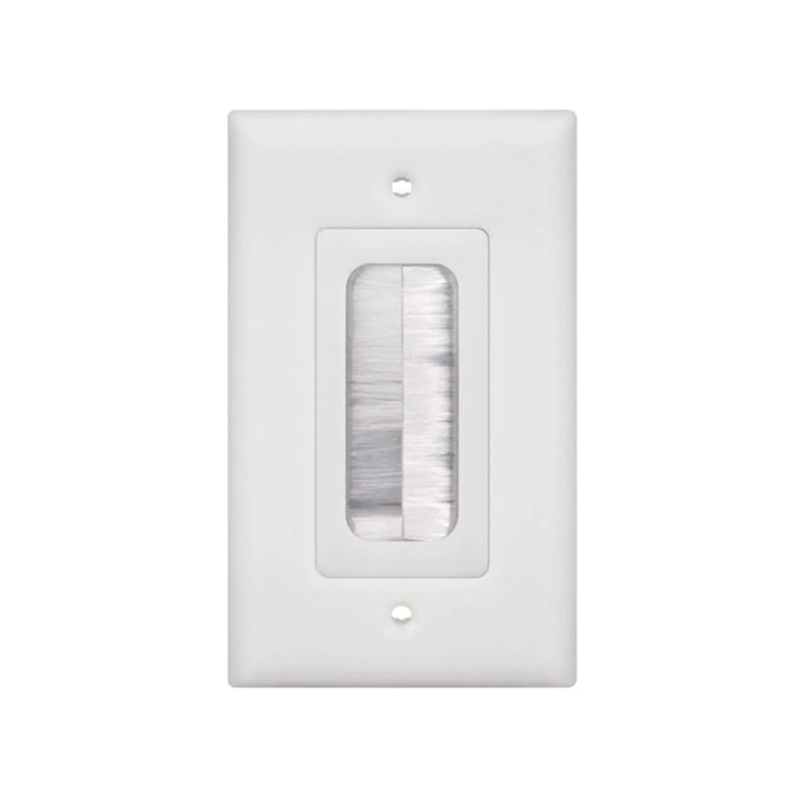 Placa de Pared Pasa Cable, Tipo Cepillo, de 1 Puerto, con Cerdas Antipolvo, Color Blanco