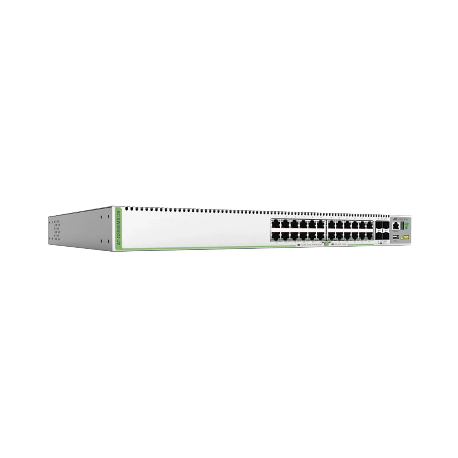 (GS980MX/28) Switch Stack L3, 24 puertos 10/100/1000-T, 4 Puertos SFP+ 10G, Fuente de poder fija