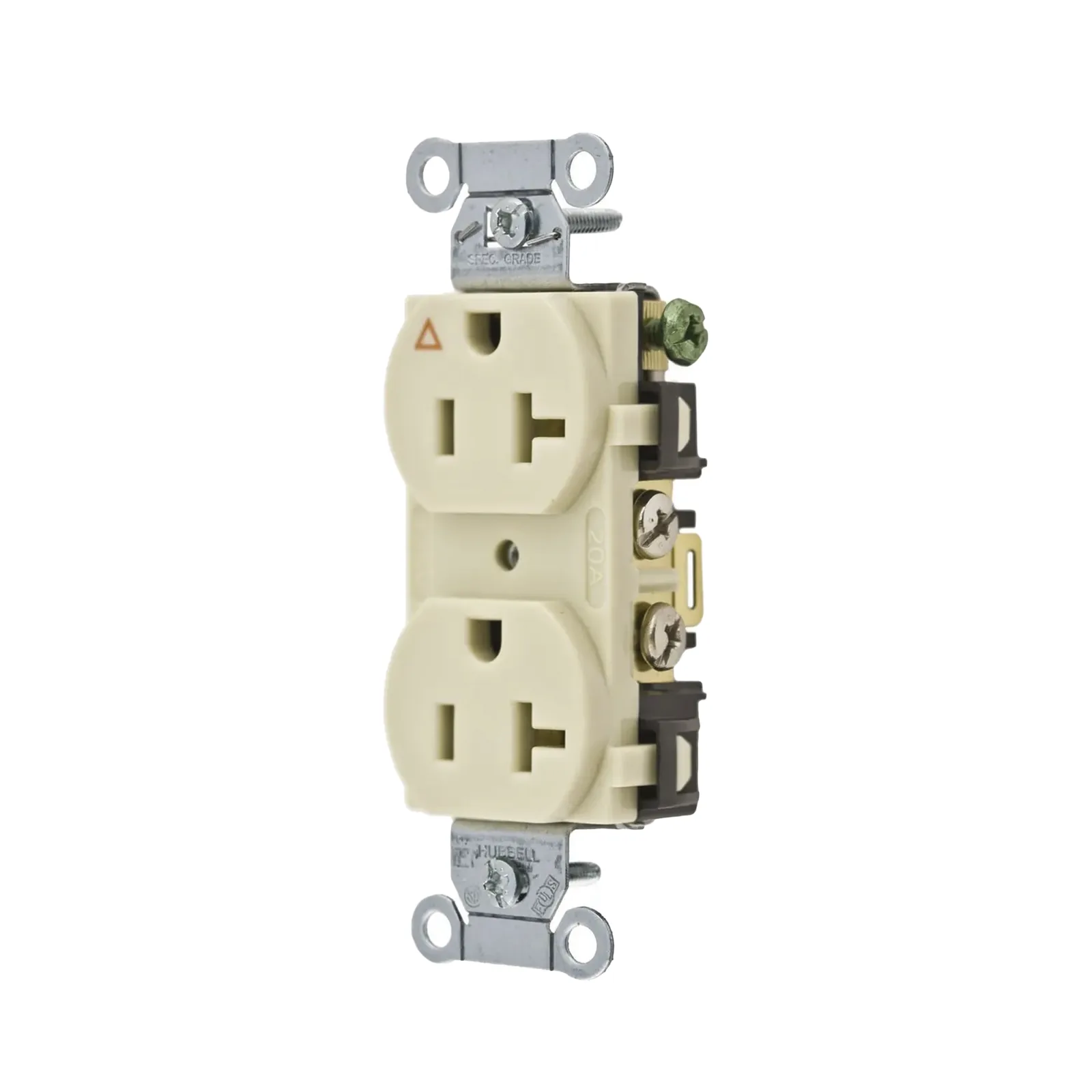 Contacto Dúplex Conexión a Tierra Aislada/ 20 A 125 V/ 2 polos 3 Hilos/ Color Marfil/ Nema 5- 20R/ Grado Comercial.