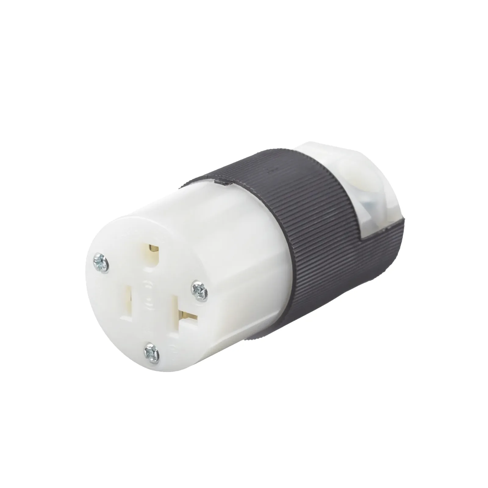 Conector Entrada Recta/ 20 A 125V/ 2 Polos 3 Hilos/ Nema 5-20 R/ Grado Industrial- Comercial / Color Negro-Blanco.