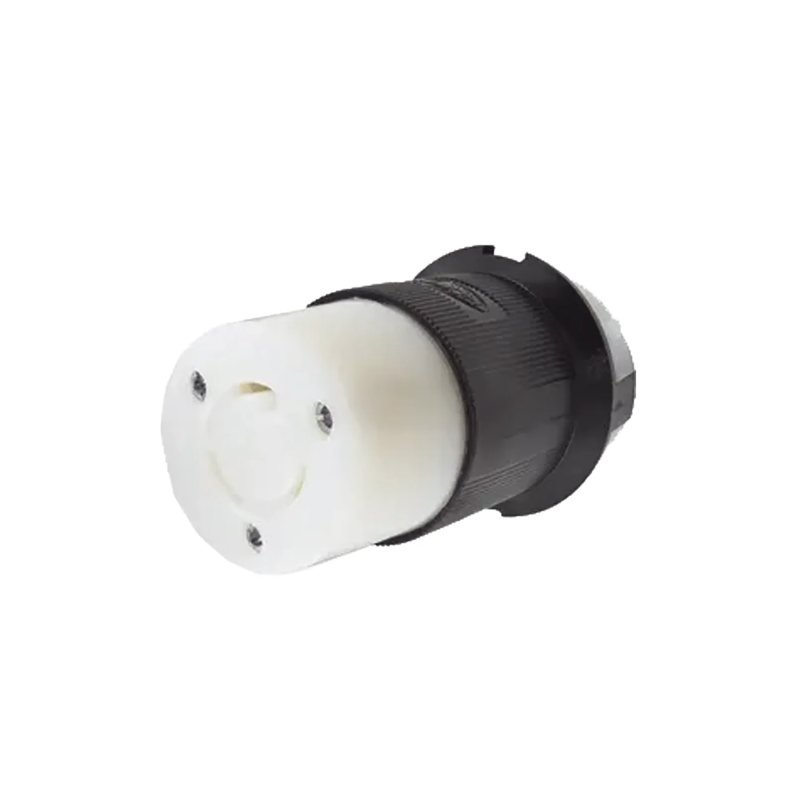 Conector Industrial con Bloqueo de Media Vuelta / 20 A 125 V CA / 2 Polos 3 Hilos / Nema L5-20R / Color Blanco y Negro.