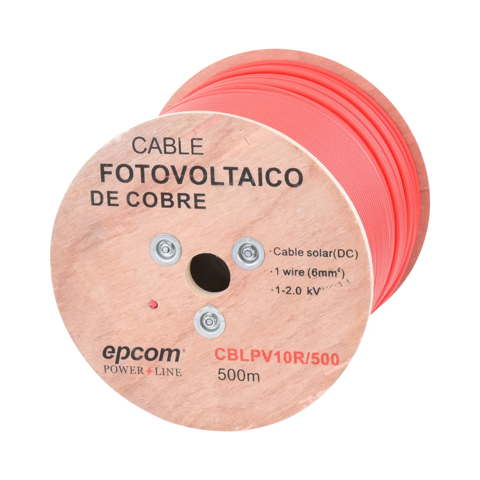 Carrete de 500 Metros / Cable Fotovoltaico Rojo / Material COBRE / 6mm² (10AWG) / 2000 Vcc
