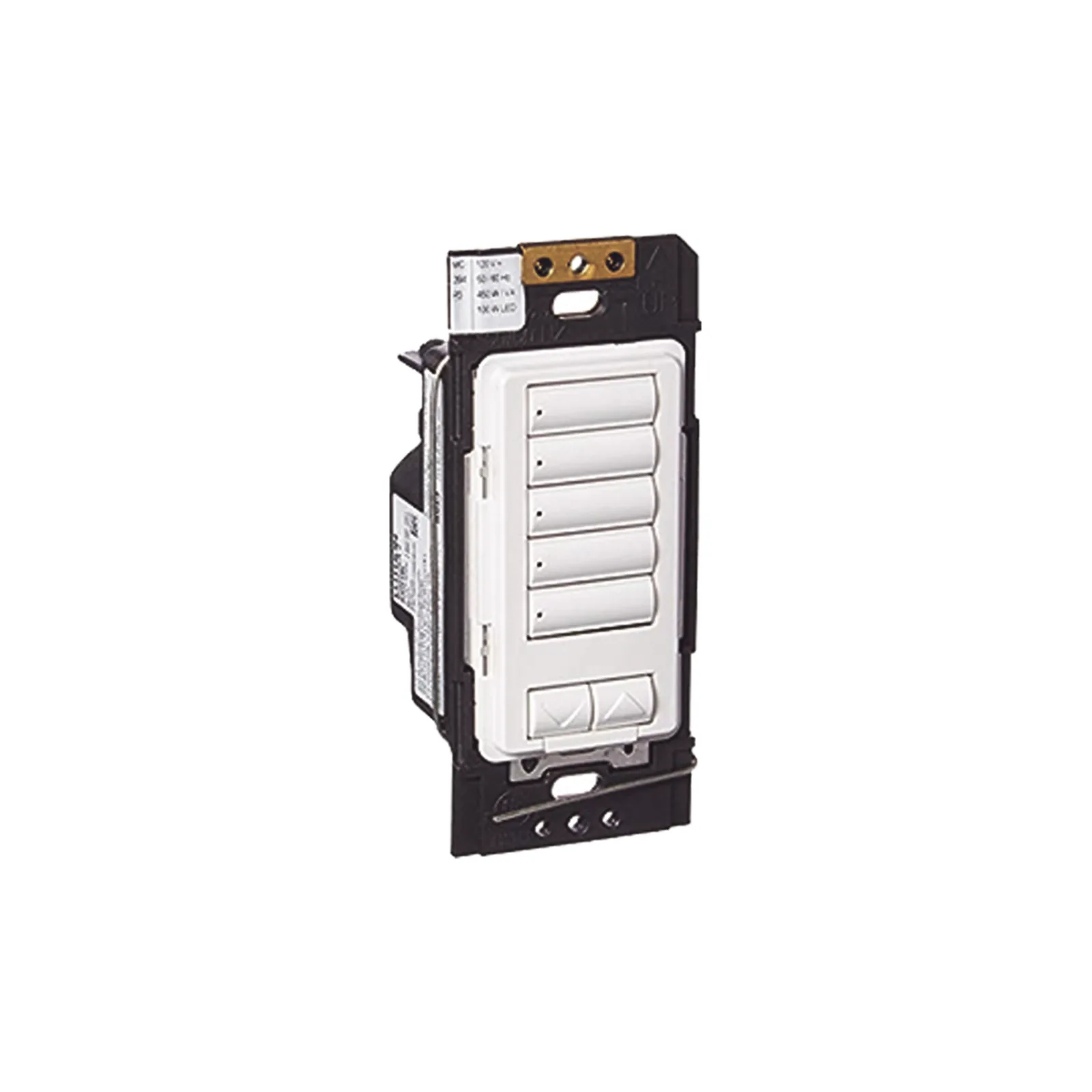 Botonera híbrida de 5 botones con atenuador de 450 W integrado, inalámbrica RF, sistema RadioRA 2