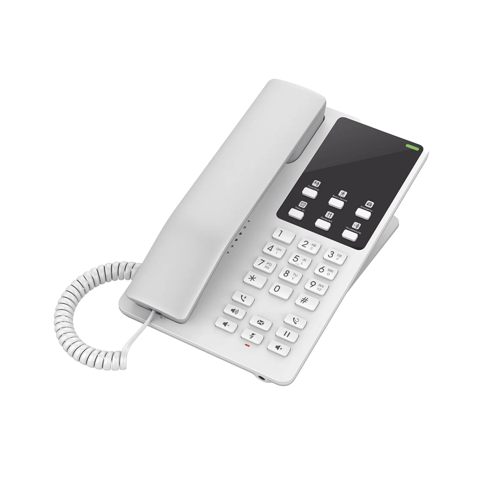 Teléfono IP Hotelero Wi-Fi, 2 líneas SIP con 2 cuentas, codec Opus, IPV4/IPV6, color blanco, con gestión en la nube GDMS