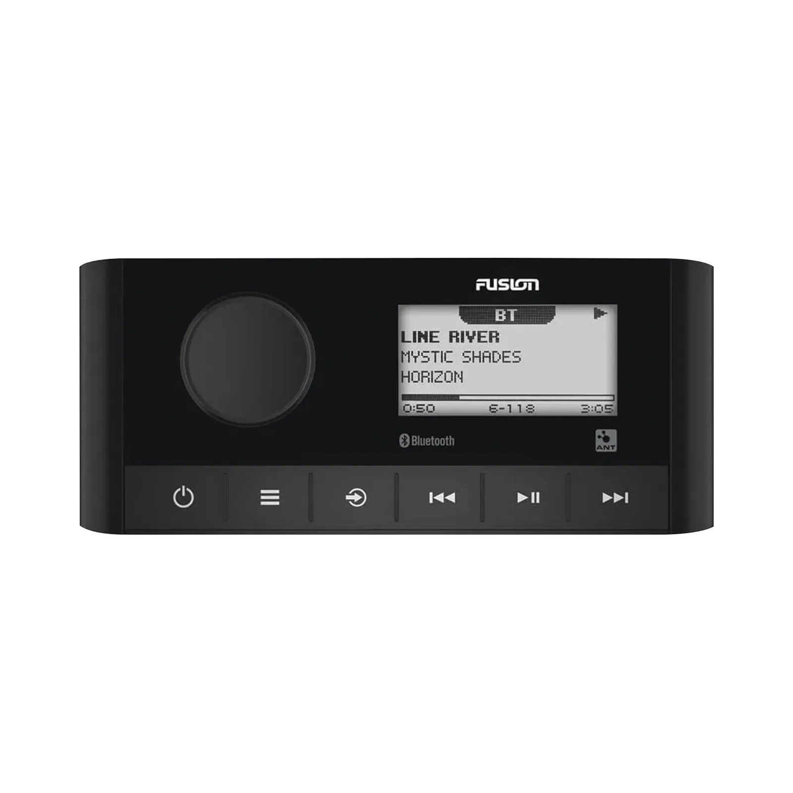 Sistema de Audio Marino / Pantalla LCD 2.3" / Bluetooth y ANT / 180 W Pico / 22 W RMS x 4 / 2 Zonas Multi-Zone / IPX6 e IPX7 / Compatible con AM, FM, DAB+, AUX / Actualizaciones Inalámbricas