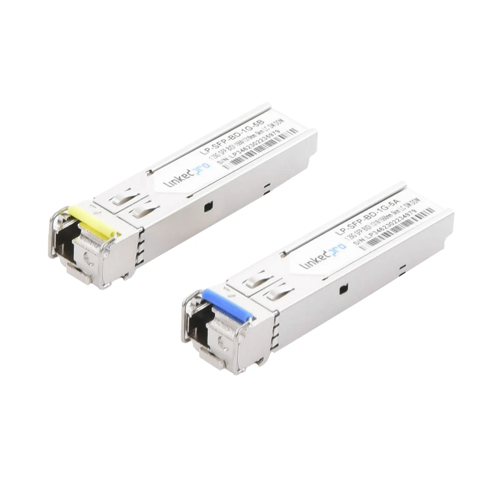 Transceptores Ópticos Bidireccionales SFP (Mini-Gbic) / Monomodo 1310 & 1550 nm / 1.25 Gbps / 1000BASE-BX / Conector LC/UPC Simplex / DDM / Hasta 5 km / 2 Piezas