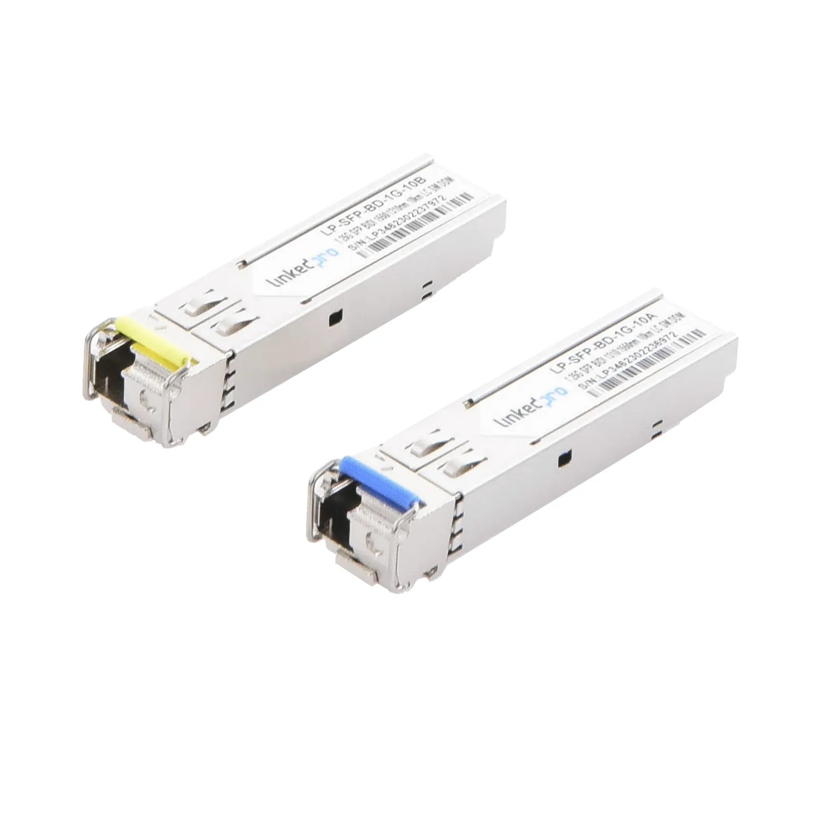 Transceptores Ópticos Bidireccionales SFP (Mini-Gbic) / Monomodo 1310 & 1550 nm / 1.25 Gbps / 1000BASE-BX / Conector LC/UPC Simplex / DDM / Hasta 10 km / 2 Piezas