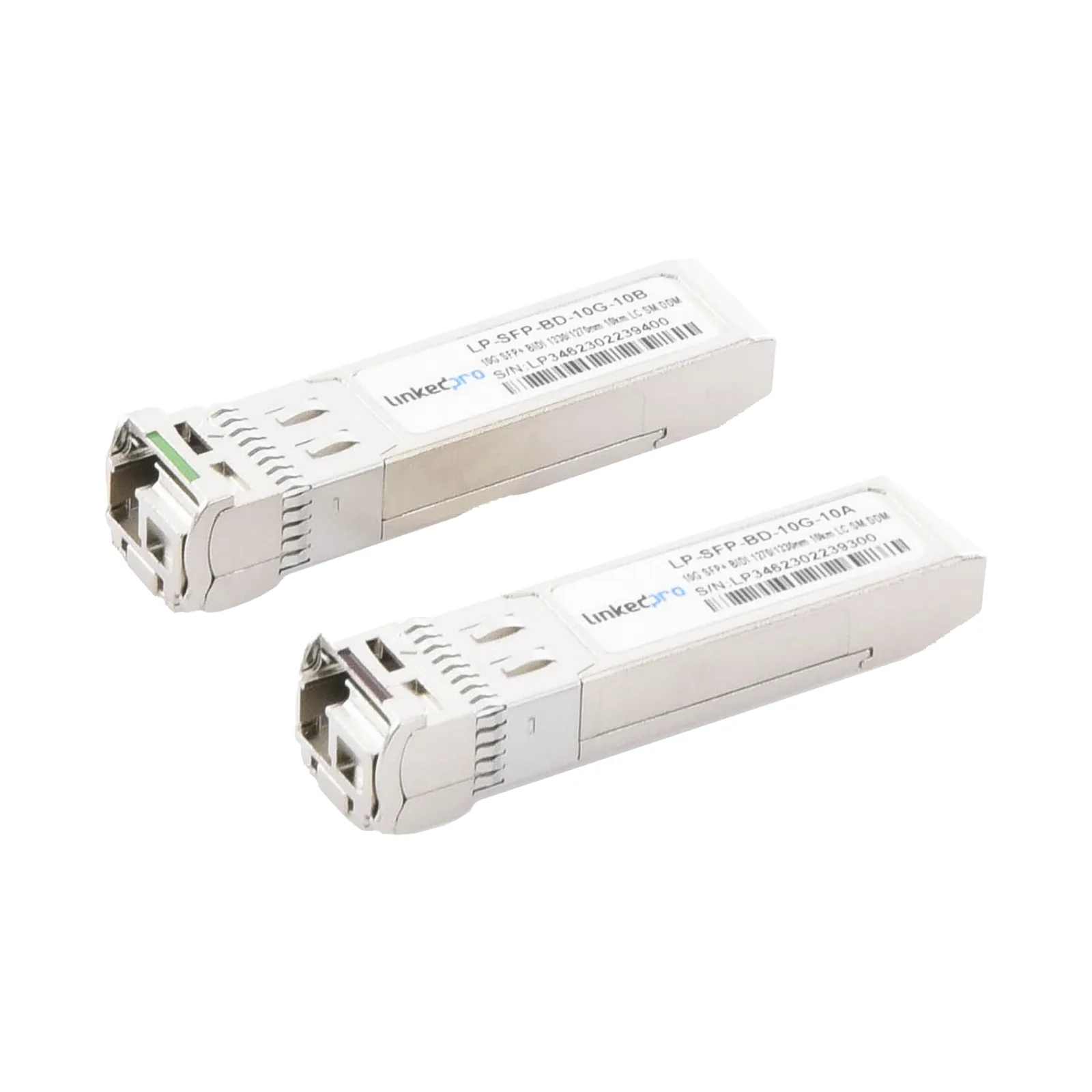 Transceptores Ópticos Bidireccionales SFP+ (Mini-Gbic) / Monomodo 1270 & 1330 nm / 10 Gbps / 10GBASE-BX / Conector LC/UPC Simplex / DDM / Hasta 10 km / 2 Piezas