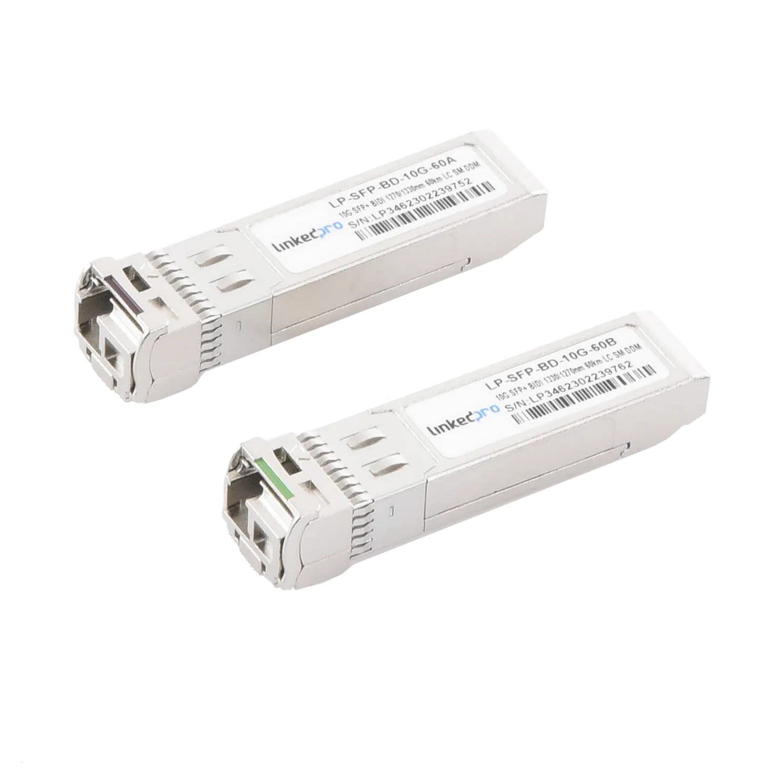 Transceptores Ópticos Bidireccionales SFP+ (Mini-Gbic) / Monomodo 1270 & 1330 nm / 10 Gbps / 10GBASE-BX / Conector LC/UPC Simplex / DDM / Hasta 60 km / 2 Piezas