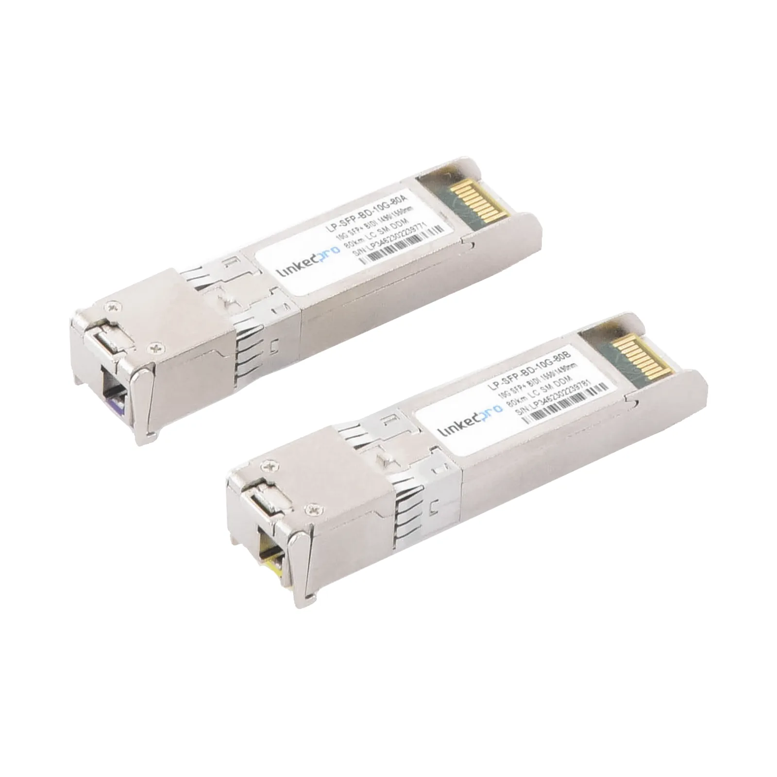 Transceptores Ópticos Bidireccionales SFP+ (Mini-Gbic) / Monomodo 1490 & 1550 nm / 10 Gbps / 10GBASE-BX / Conector LC/UPC Simplex / DDM / Hasta 80 km / 2 Piezas