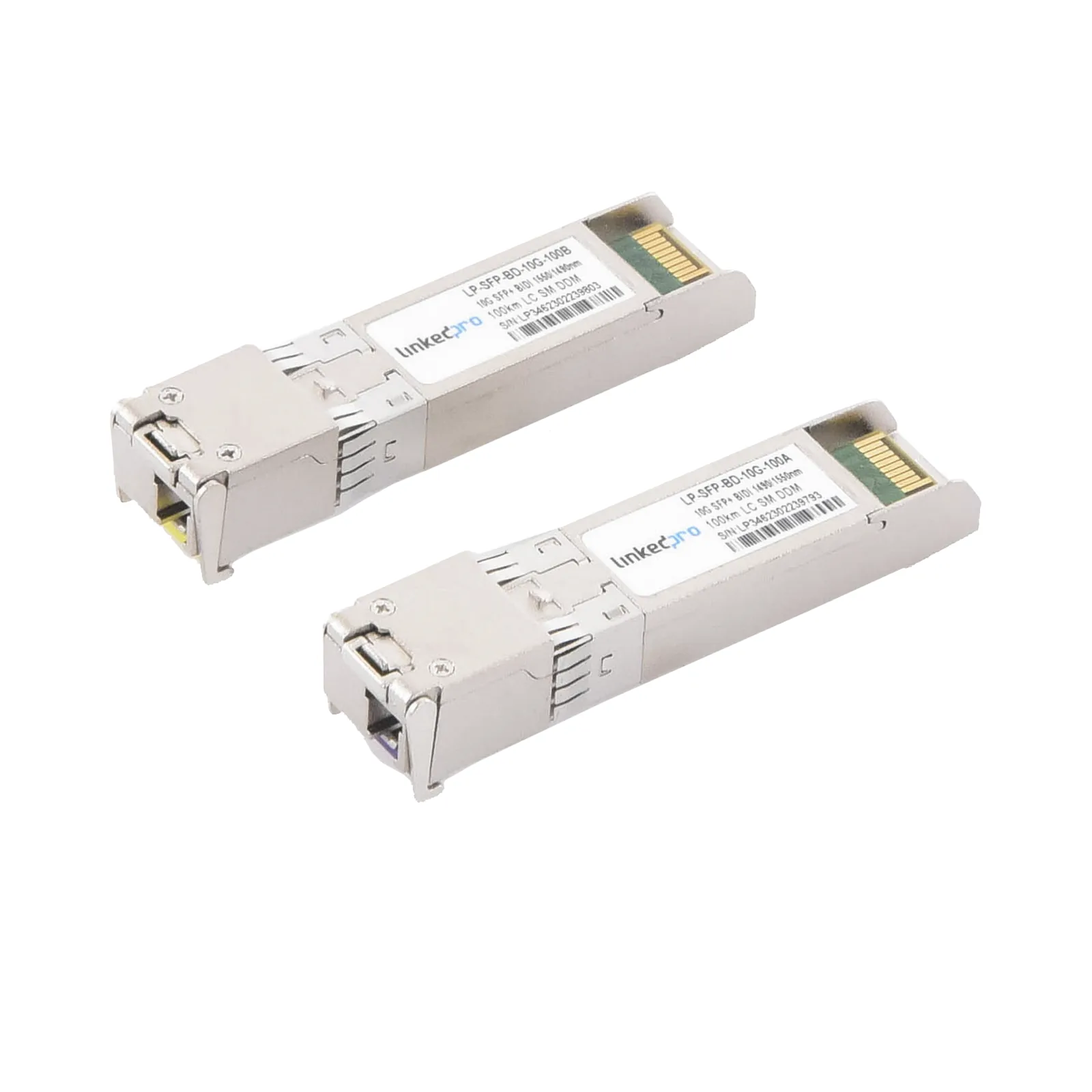 Transceptores Ópticos Bidireccionales SFP+ (Mini-Gbic) / Monomodo 1490 & 1550 nm / 10 Gbps / 10GBASE-BX / Conector LC/UPC Simplex / DDM / Hasta 100 km / 2 Piezas