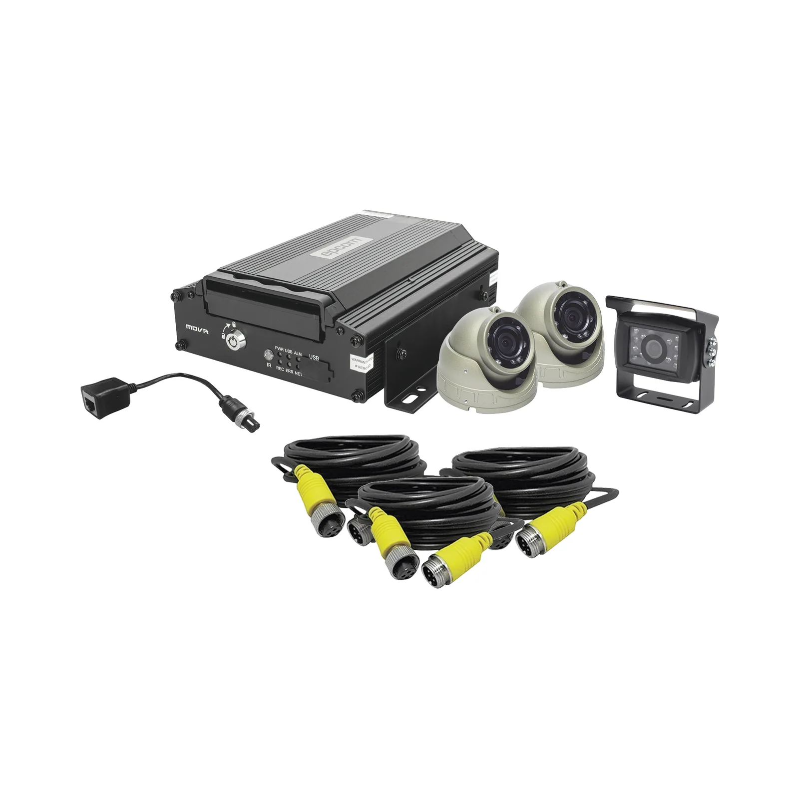 KIT DVR PARA VEHICULO / INCLUYE / CÁMARAS PARA INTERIOR / CÁMARA PARA EXTERIOR, / 2MP AHD / CABLES EXTENSORES / ADAPTADOR LAN.